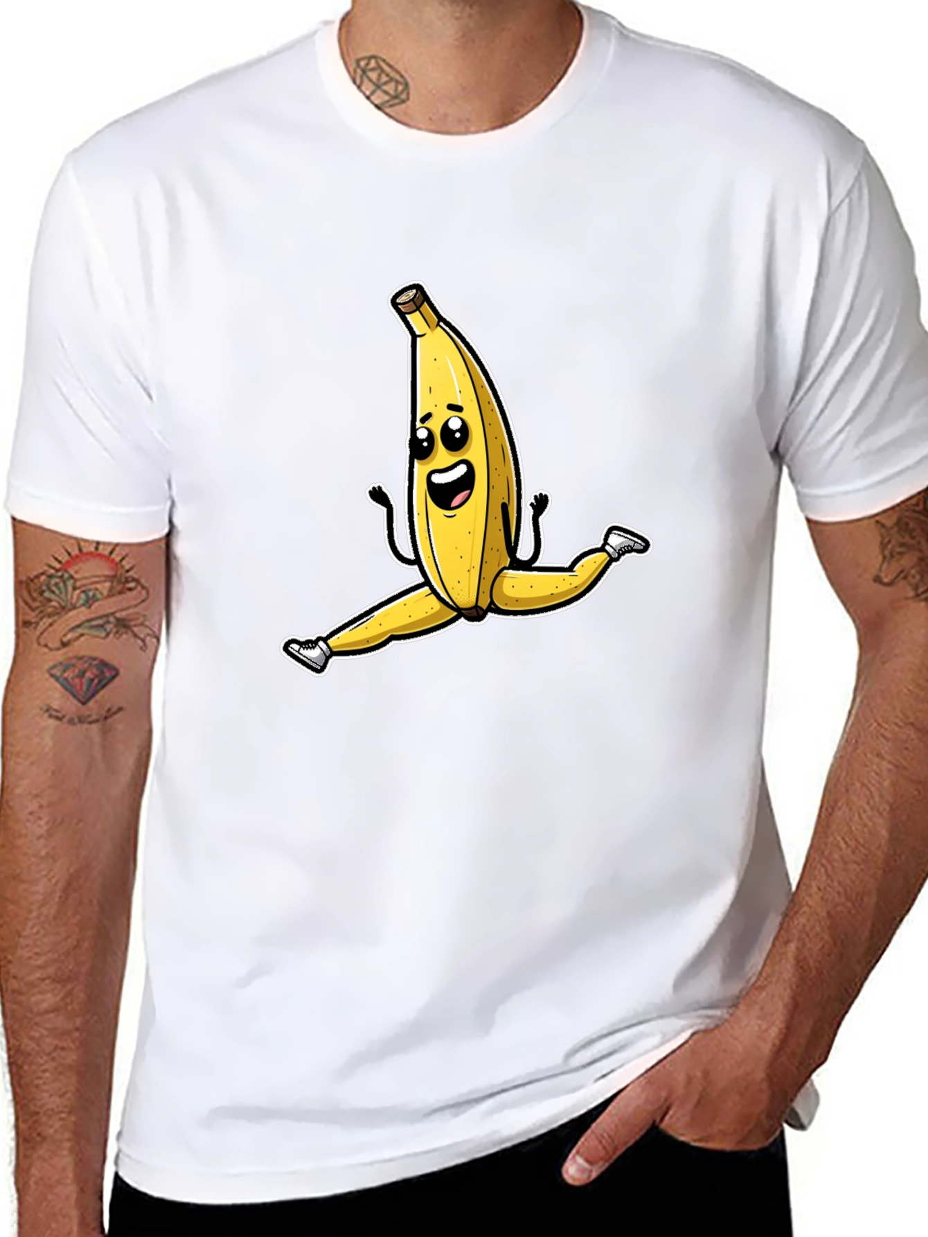 Black Banana Split T-Shirt - Funny Fruit Cartoon Tee view 8