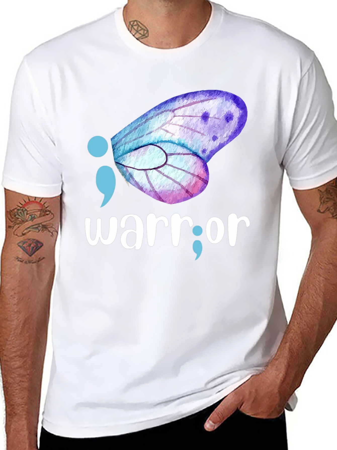 Black Warrior Semipcolon Butterfly Graphic Tee view 8