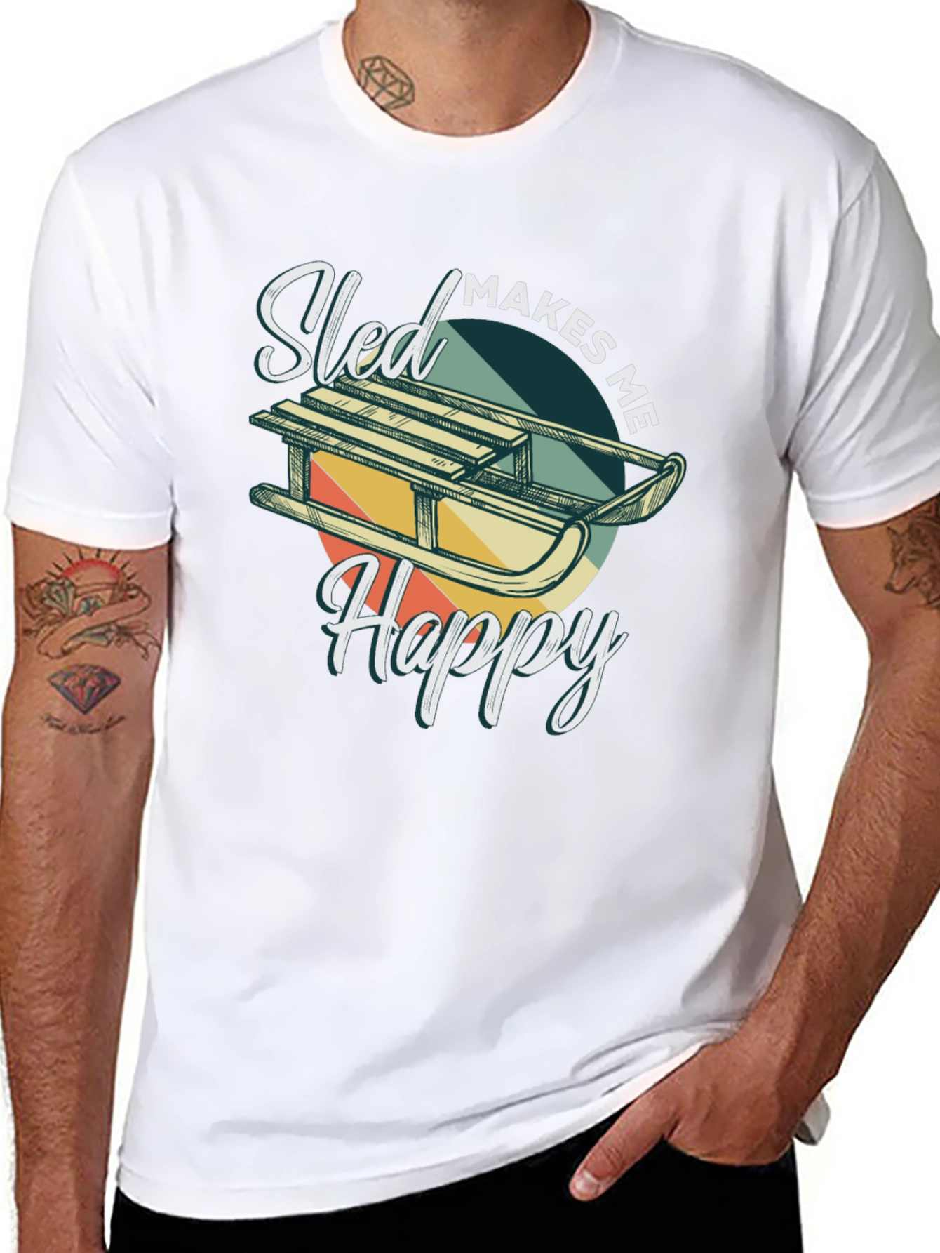 Black Sled Makes Me Happy T-Shirt view 8