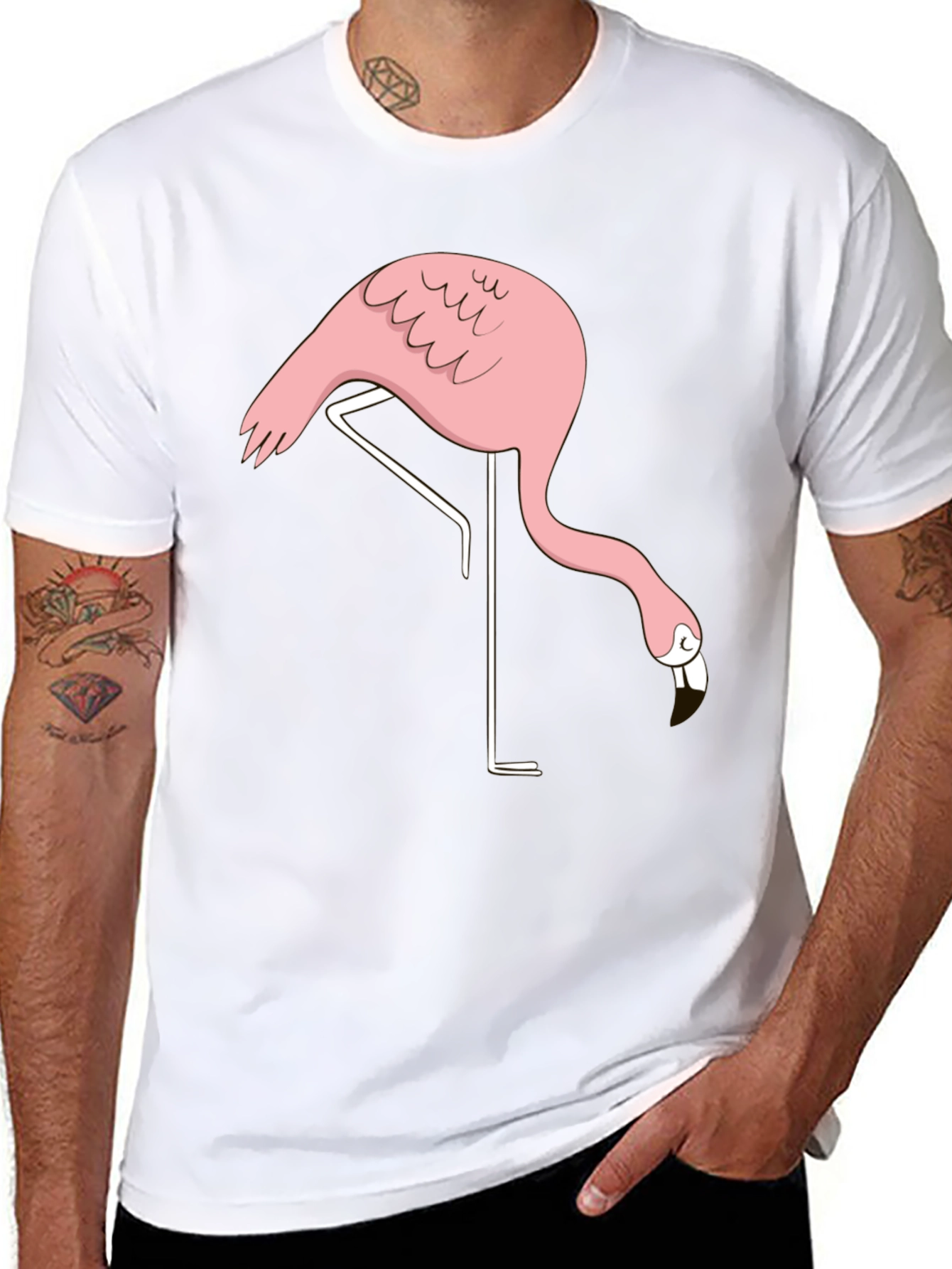 Black Black Flamingo Graphic Tee - Quirky Casual Style view 8