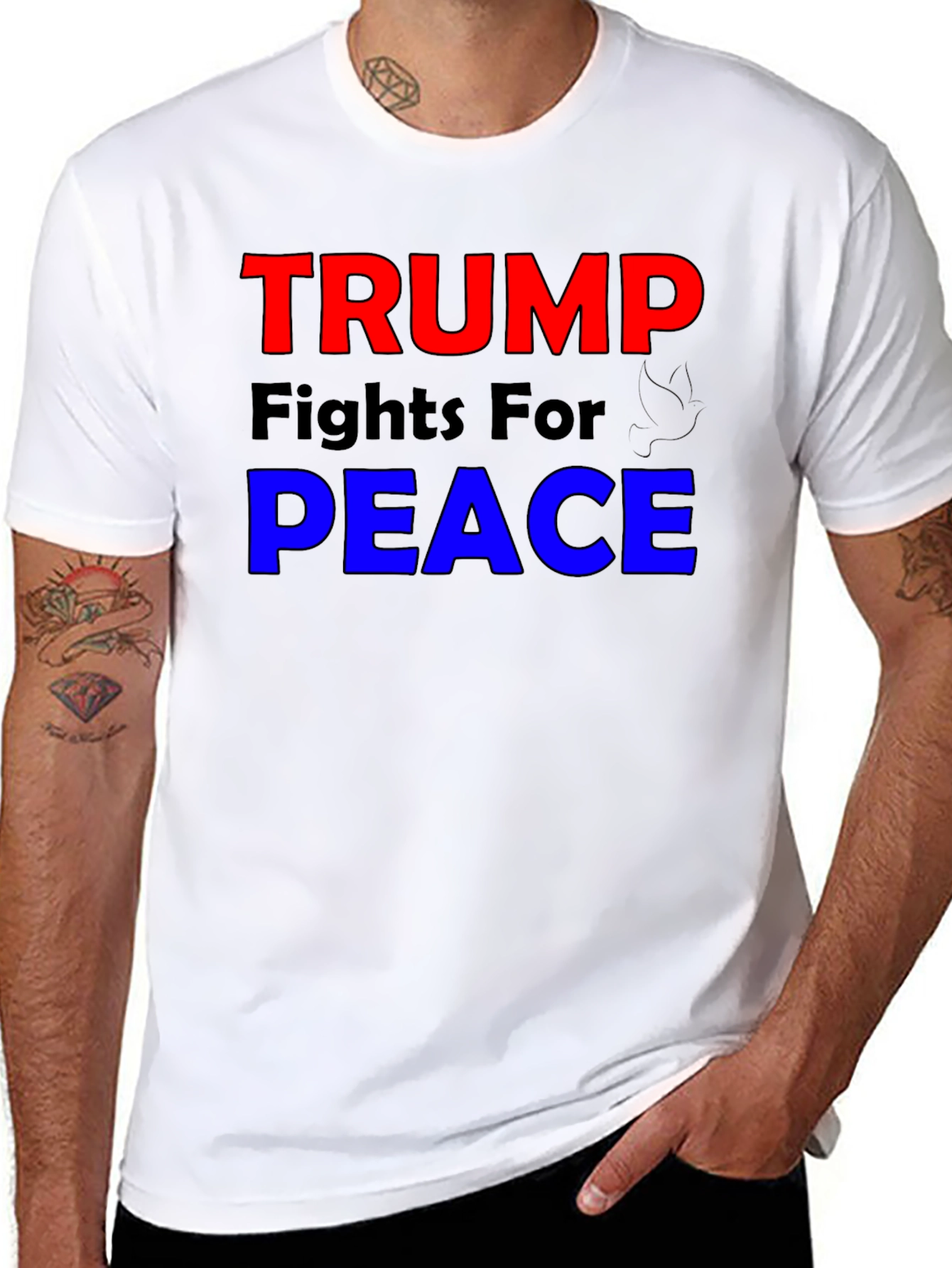 Black Trump Fights for Peace Graphic T-Shirt view 8