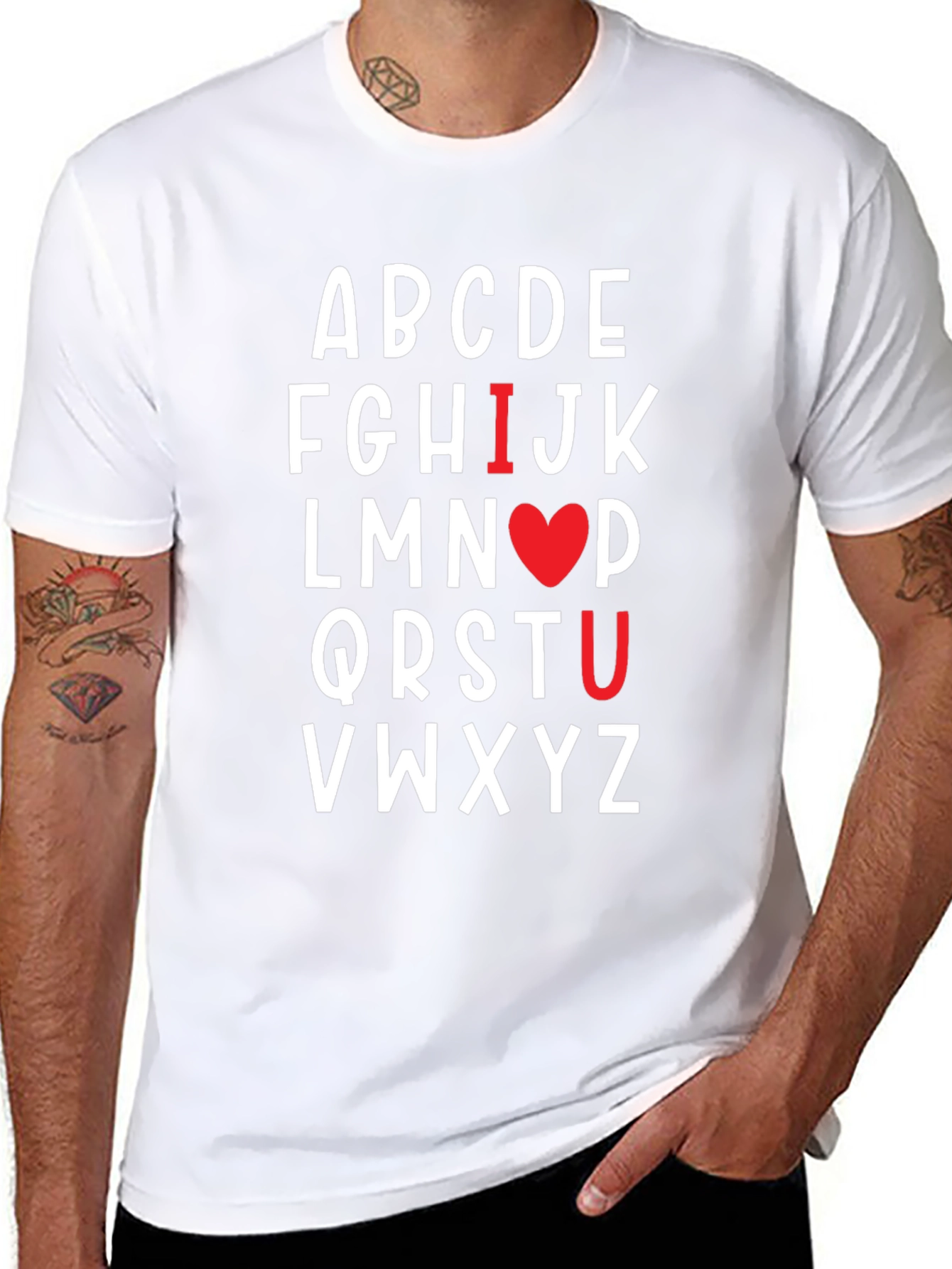 Black I Heart U Alphabet T-Shirt view 8