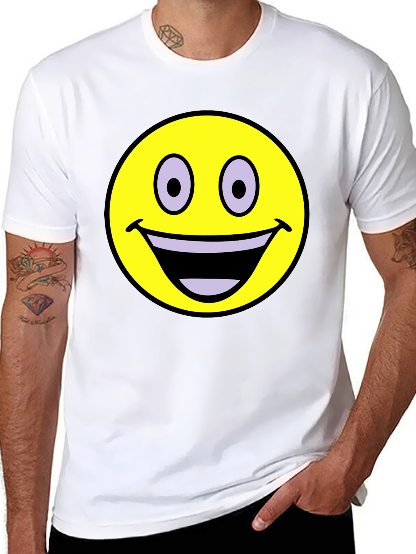 Black Smiley Face Graphic T-Shirt - Black view 8