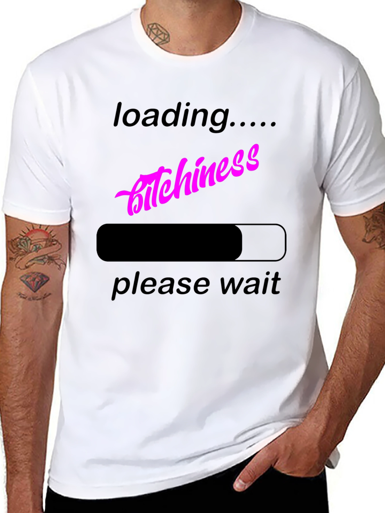Black Loading Bitchiness T-Shirt, Funny Graphic Tee view 8
