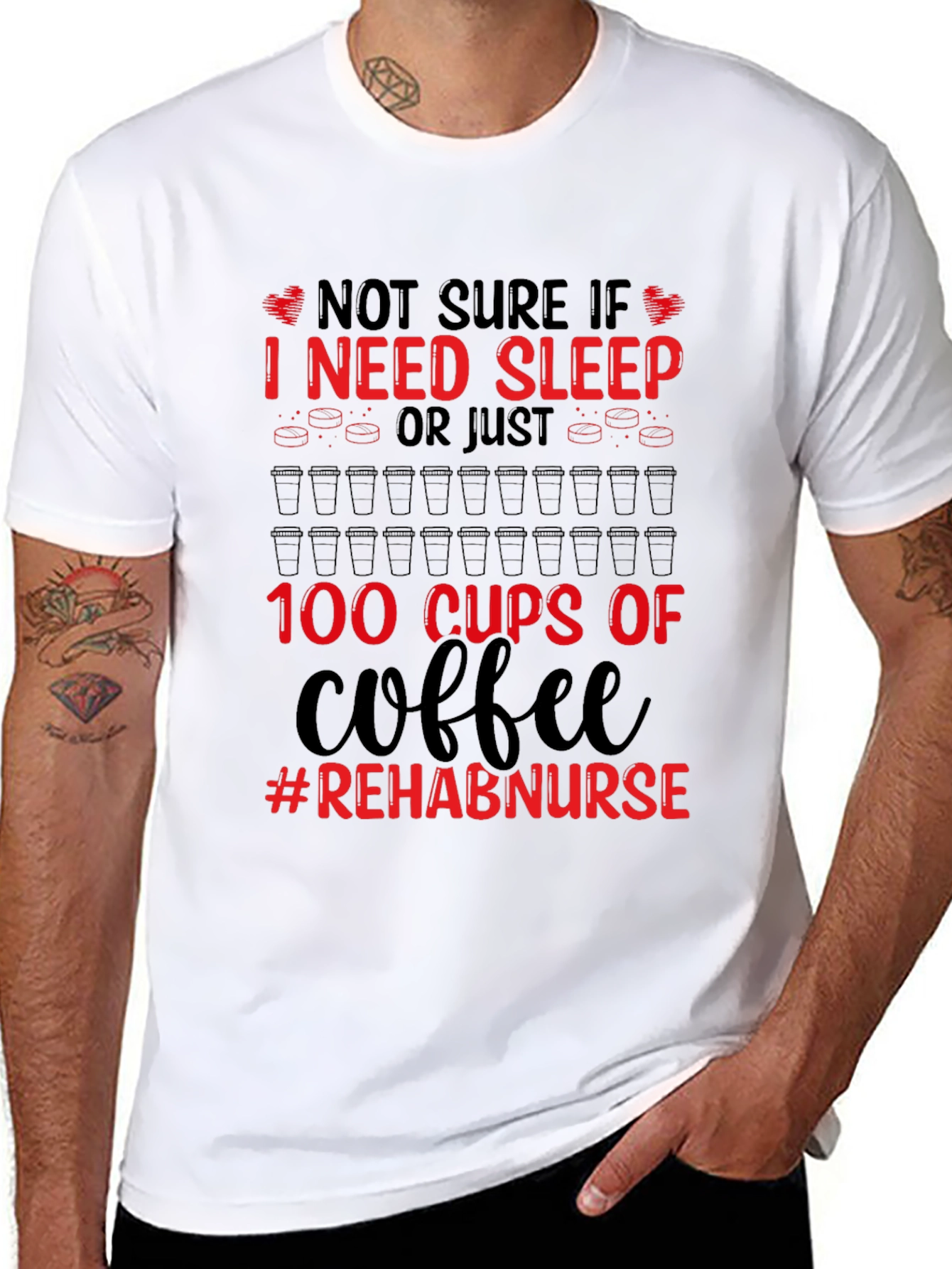 Black Rehab Nurse Coffee T-Shirt view 8