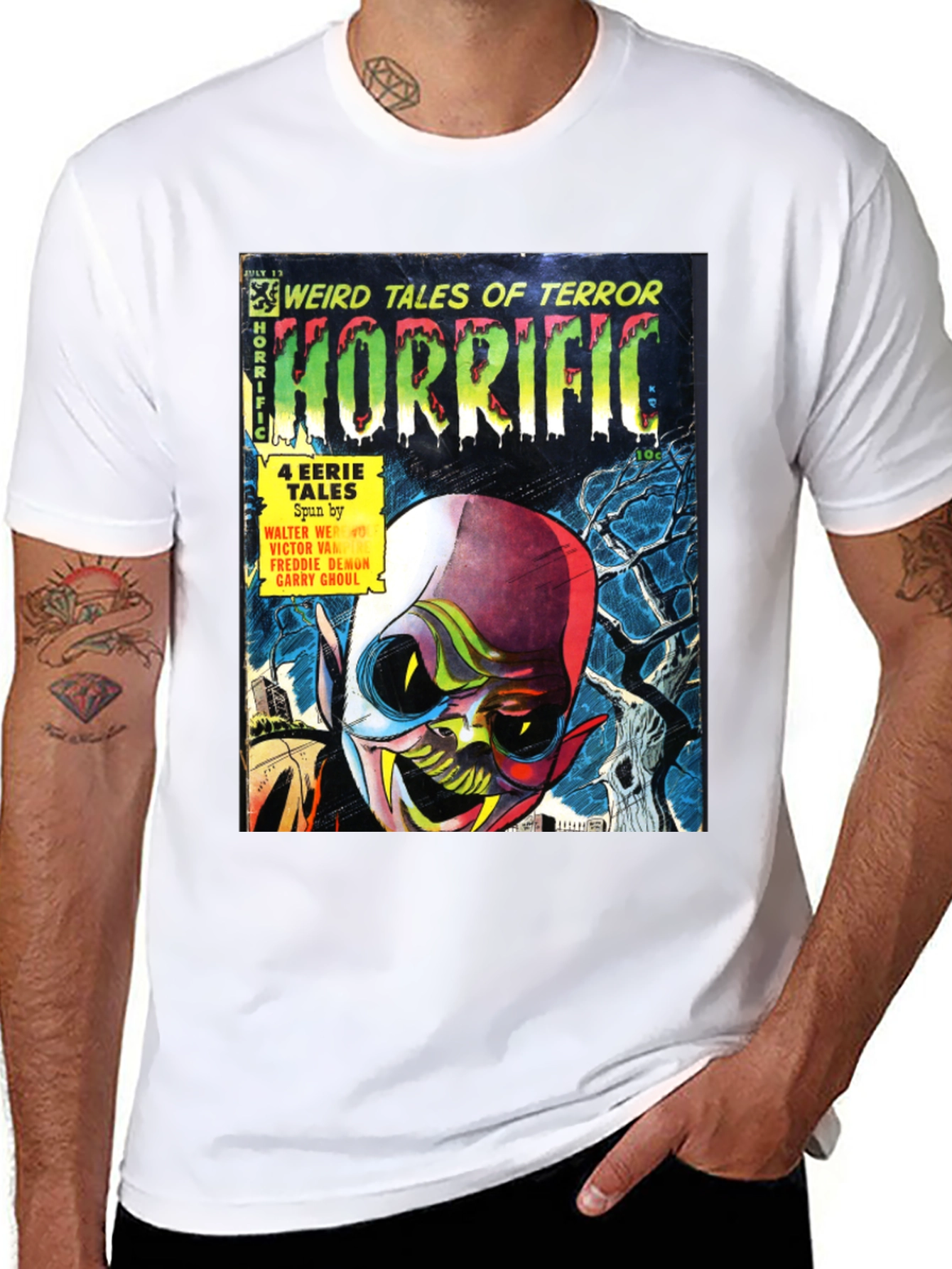 Black Horrific Comic Book T-Shirt view 8