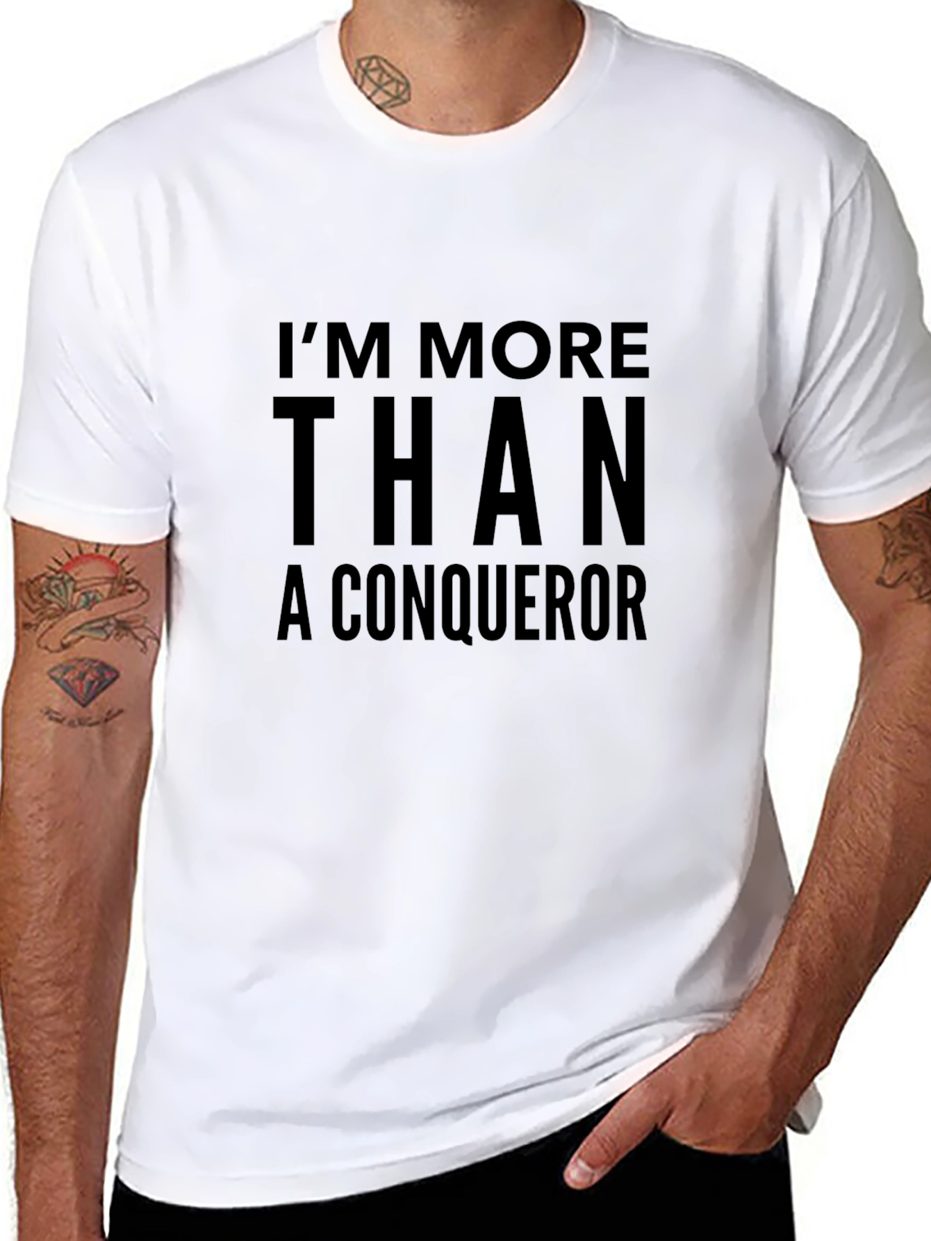 Black I'm More Than A Conqueror Black T-Shirt view 8