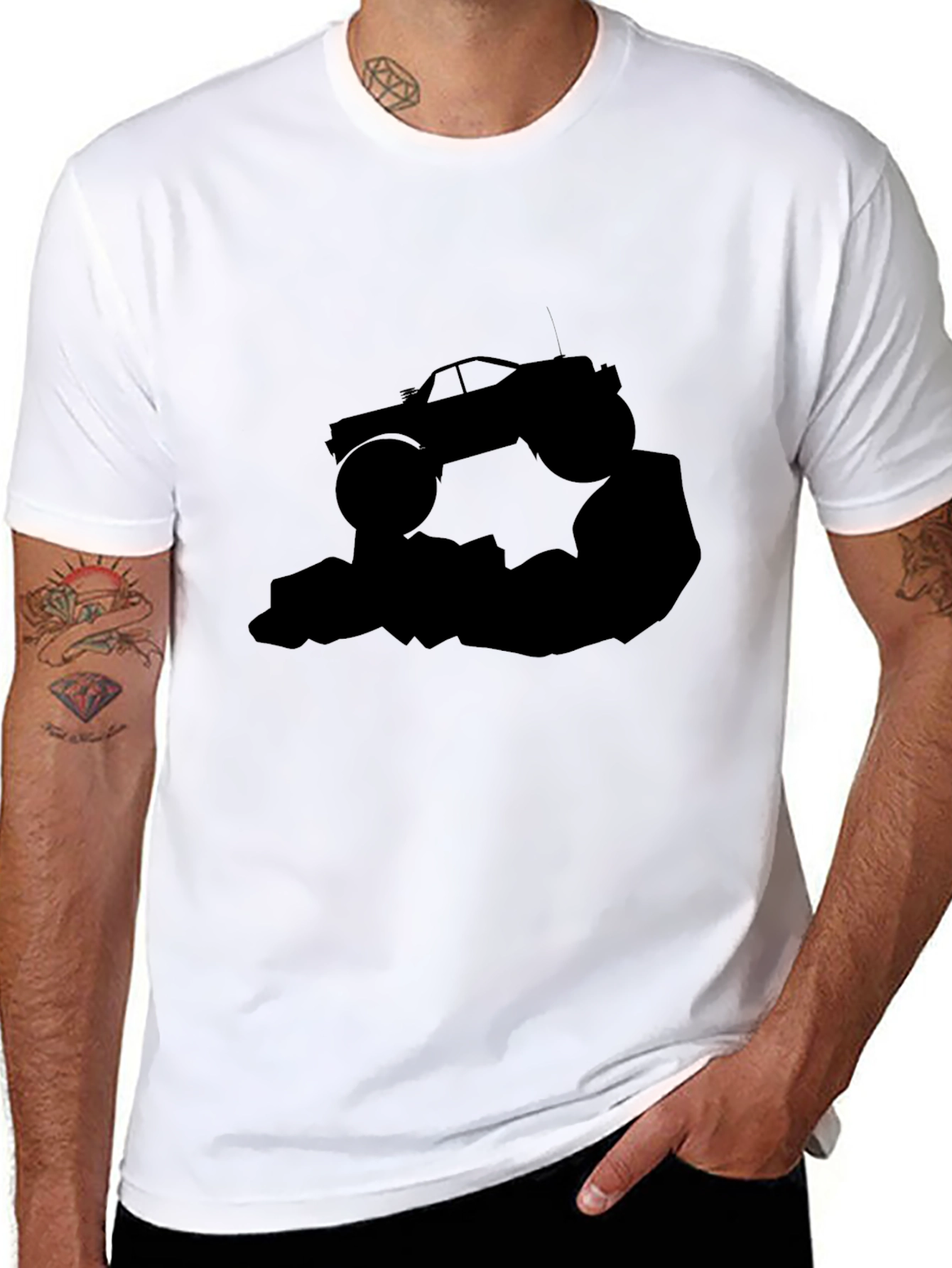 Black Monster Truck Graphic Tee - Black Cotton view 8