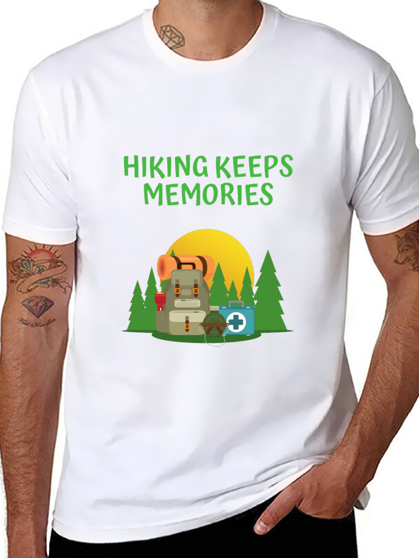 Black Hiking Keeps Memories Graphic T-Shirt view 8