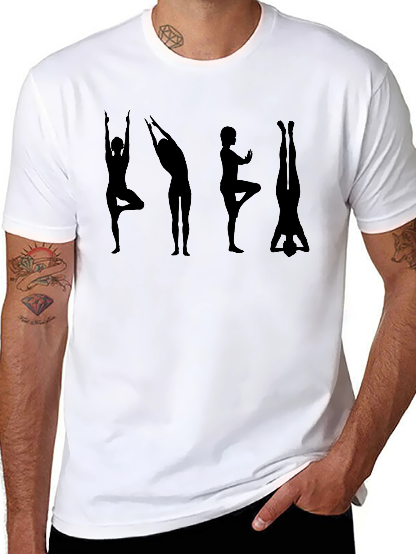 Black Yoga Pose Silhouette Black T-Shirt view 8