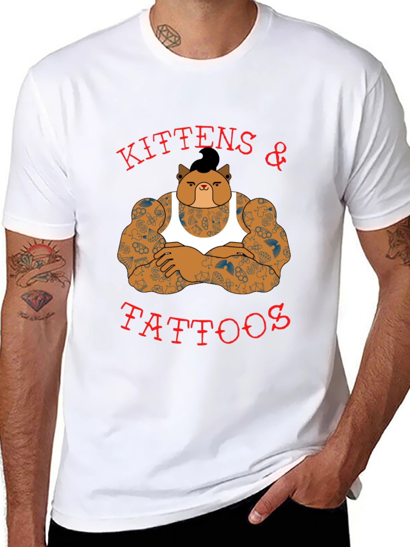 Black Kittens & Tattoos Graphic T-Shirt - Black view 8