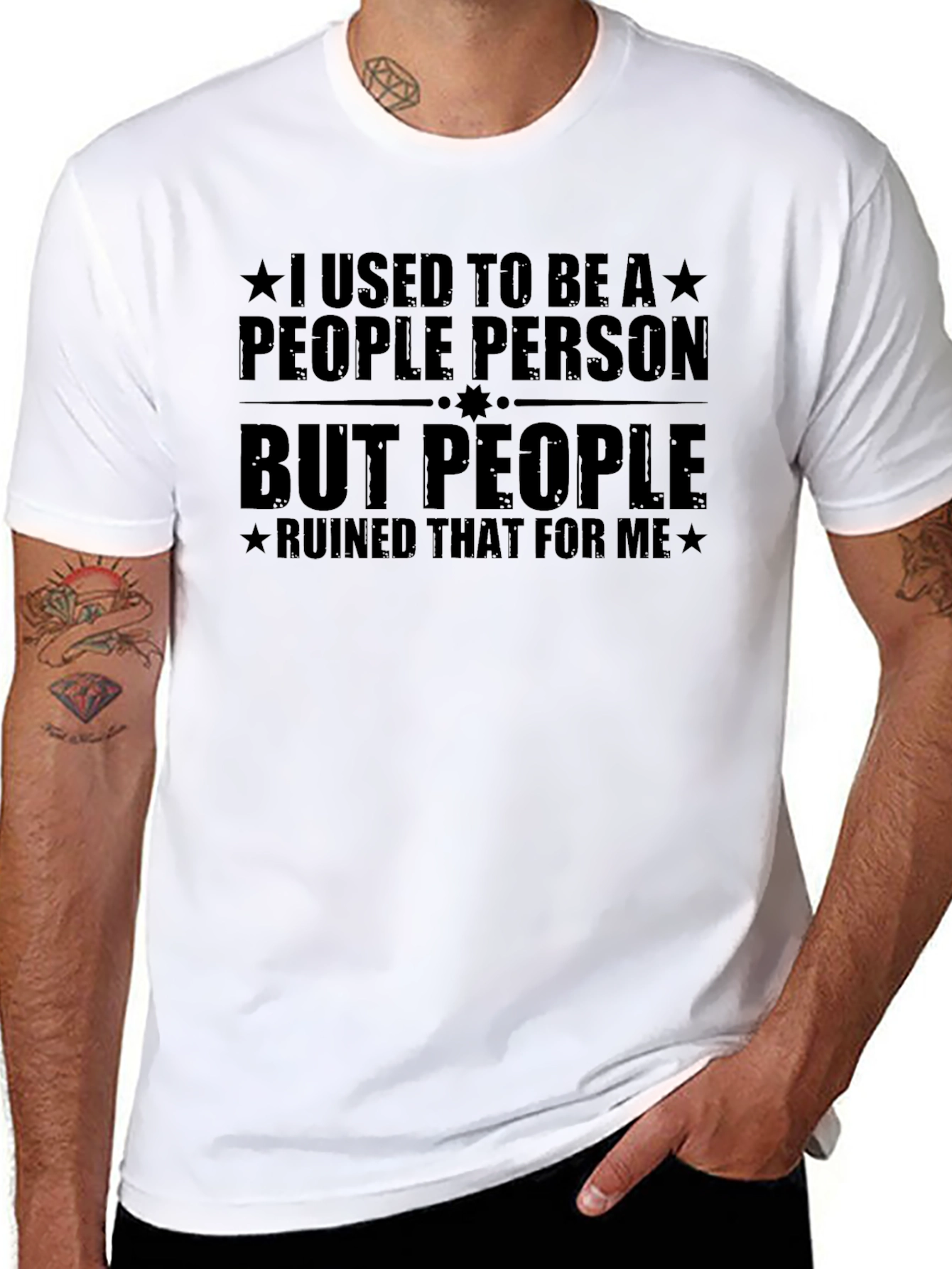 Black I Used To Be a People Person T-Shirt - Funny Sarcastic Tee view 8