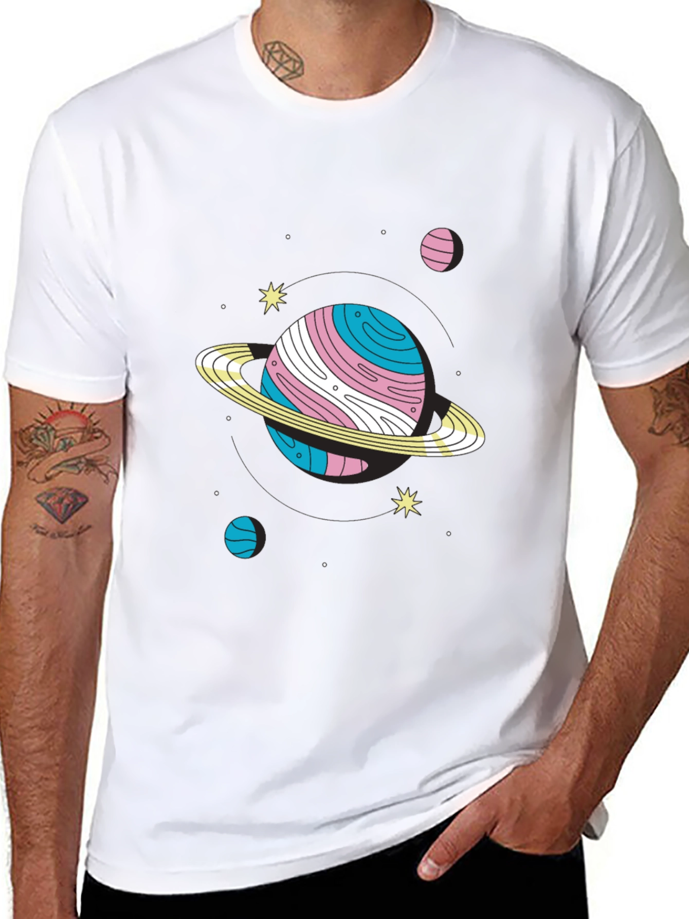 Black Trans Pride Planet Graphic T-Shirt view 8