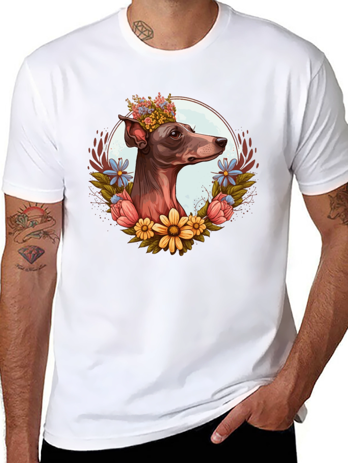 Black Dog Floral Crown Graphic Tee - Unisex view 8