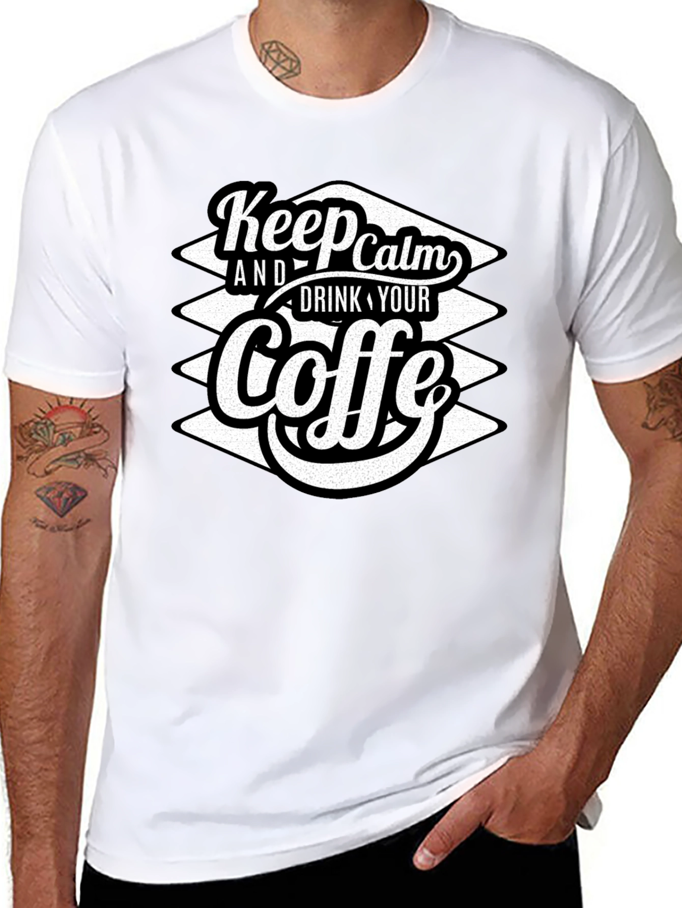 Black Keep Calm and Drink Your Coffe T-Shirt view 8