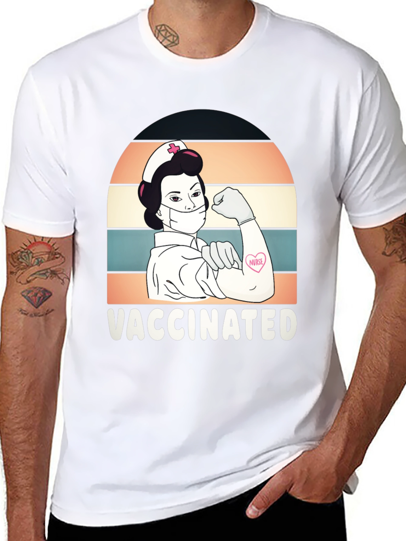 Black Vaccinated Nurse Graphic T-Shirt view 8