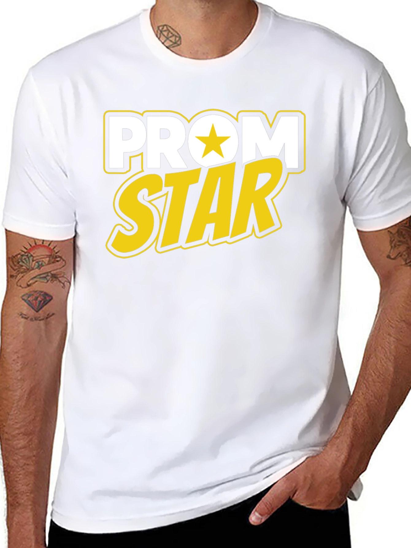 Black Prom Star Graphic Tee - Black Cotton T-Shirt view 8