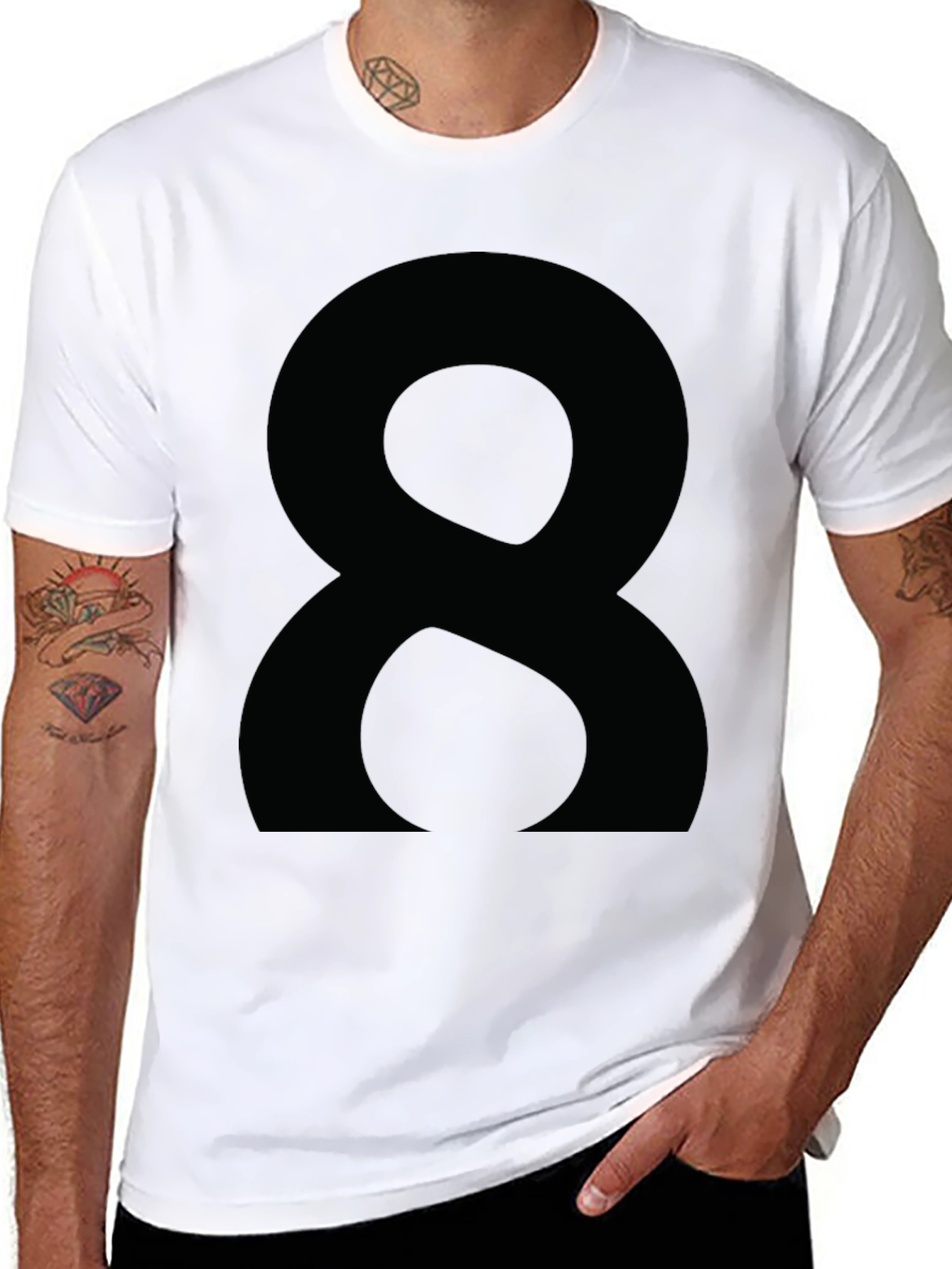 Black Black T-Shirt with Number Eight Graphic view 8
