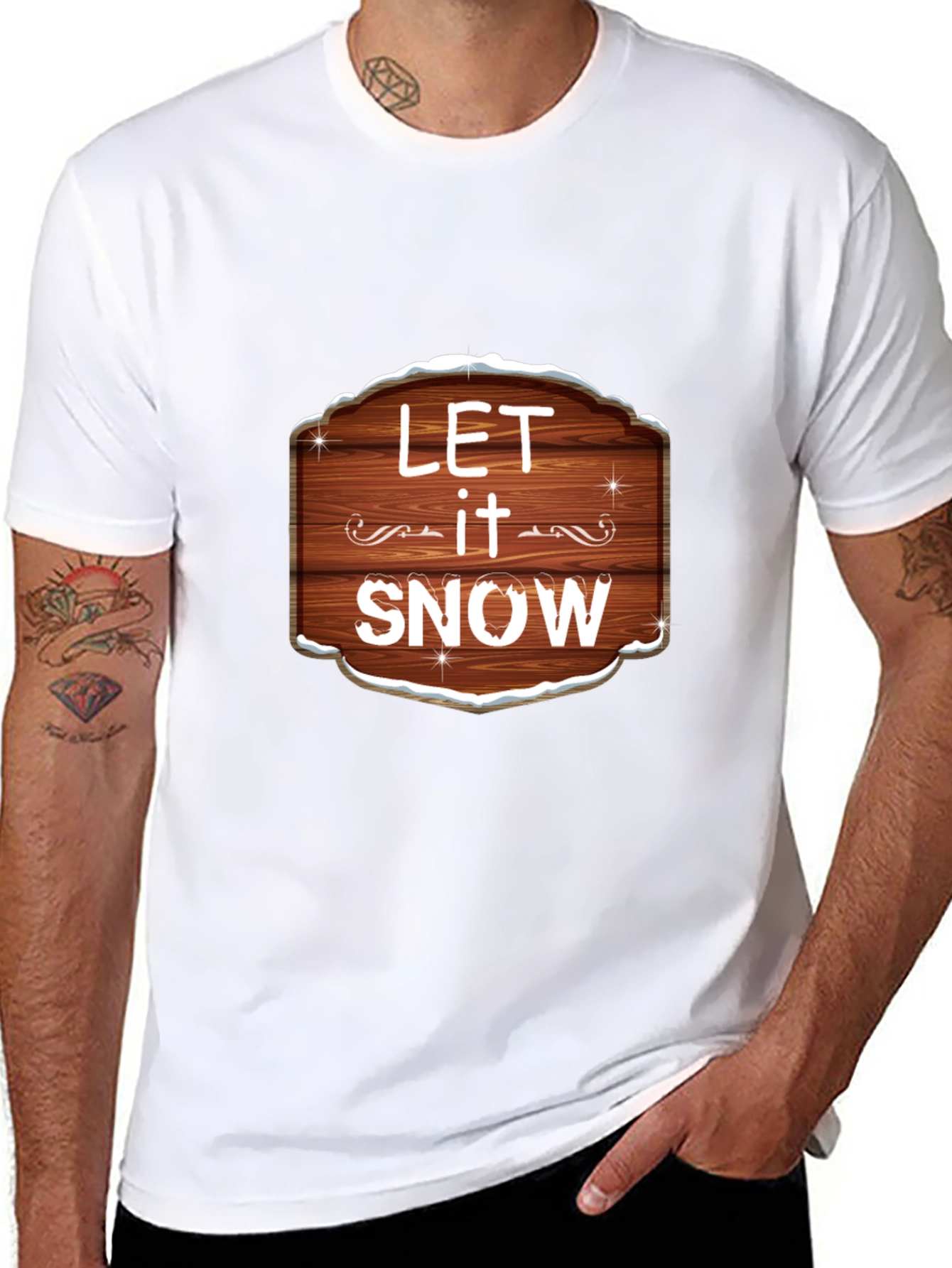 Black Let it Snow Graphic Tee - Festive Holiday Shirt view 8