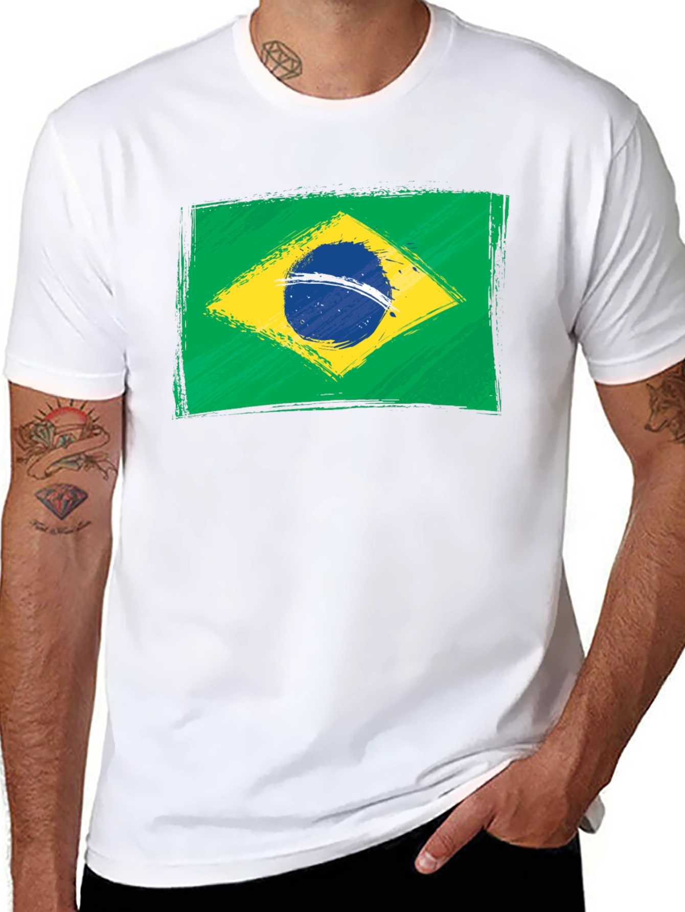 Black Brazil Flag Graphic T-Shirt - Black view 8