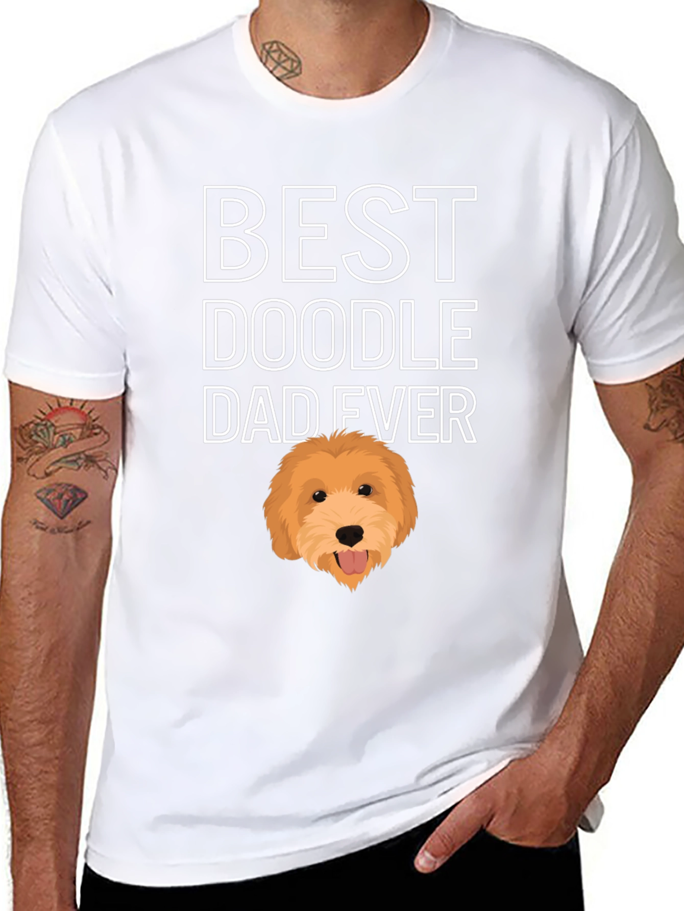 Black Best Doodle Dad Ever Graphic Tee view 8