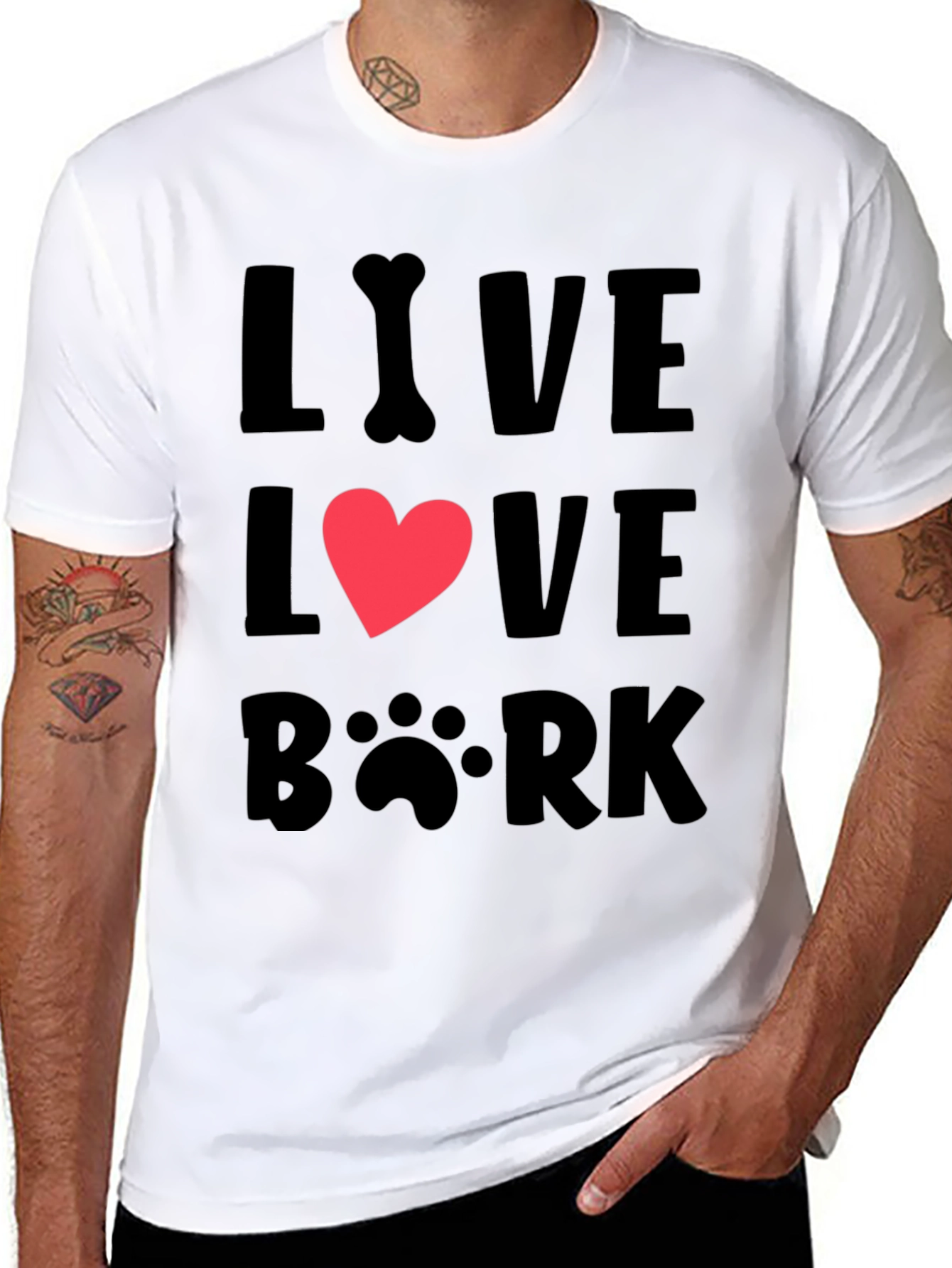 Black Live Love Bark T-Shirt - Dog Lover Tee view 8