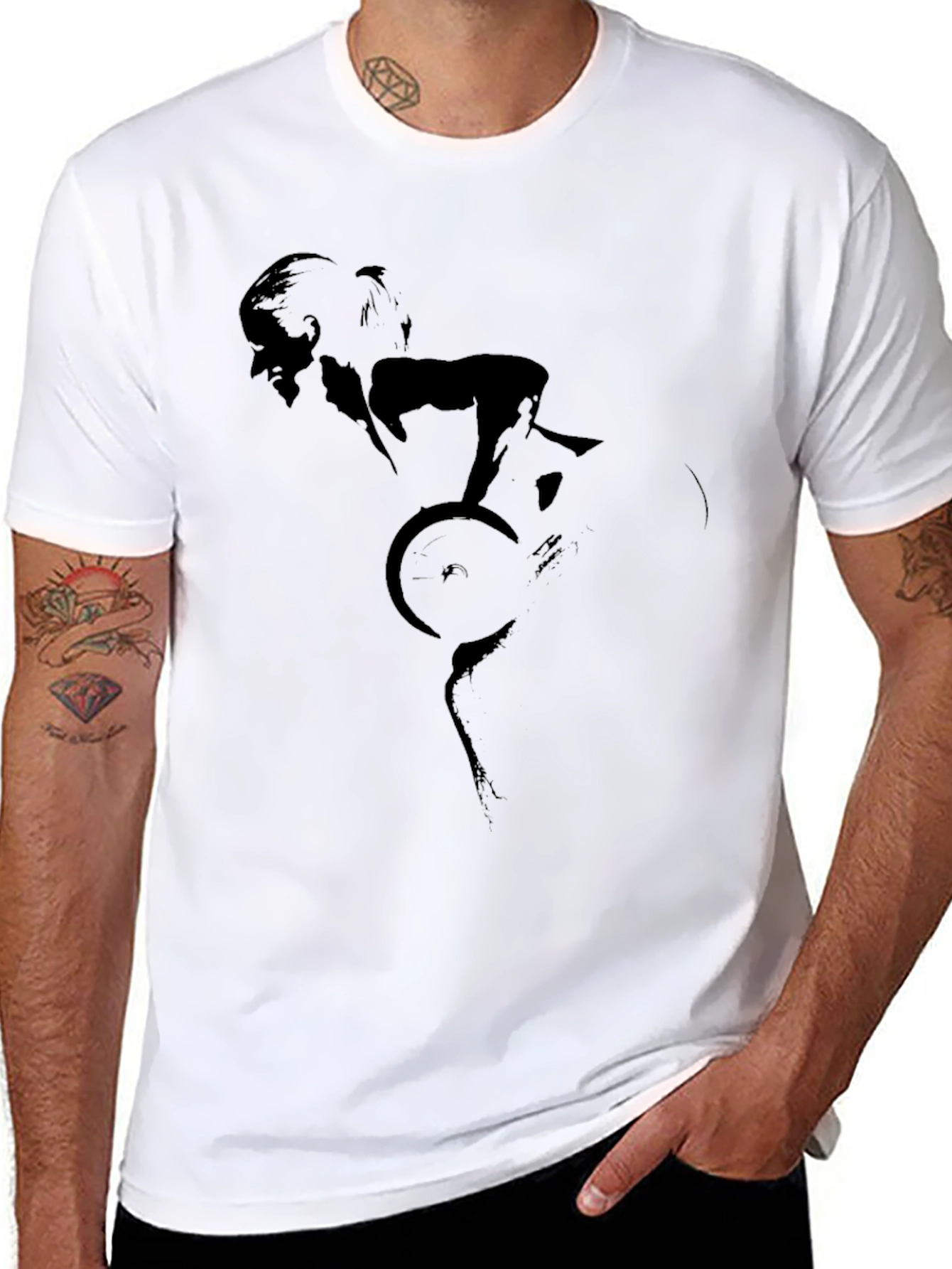 Black Cyclist Silhouette Graphic Tee - Black view 8