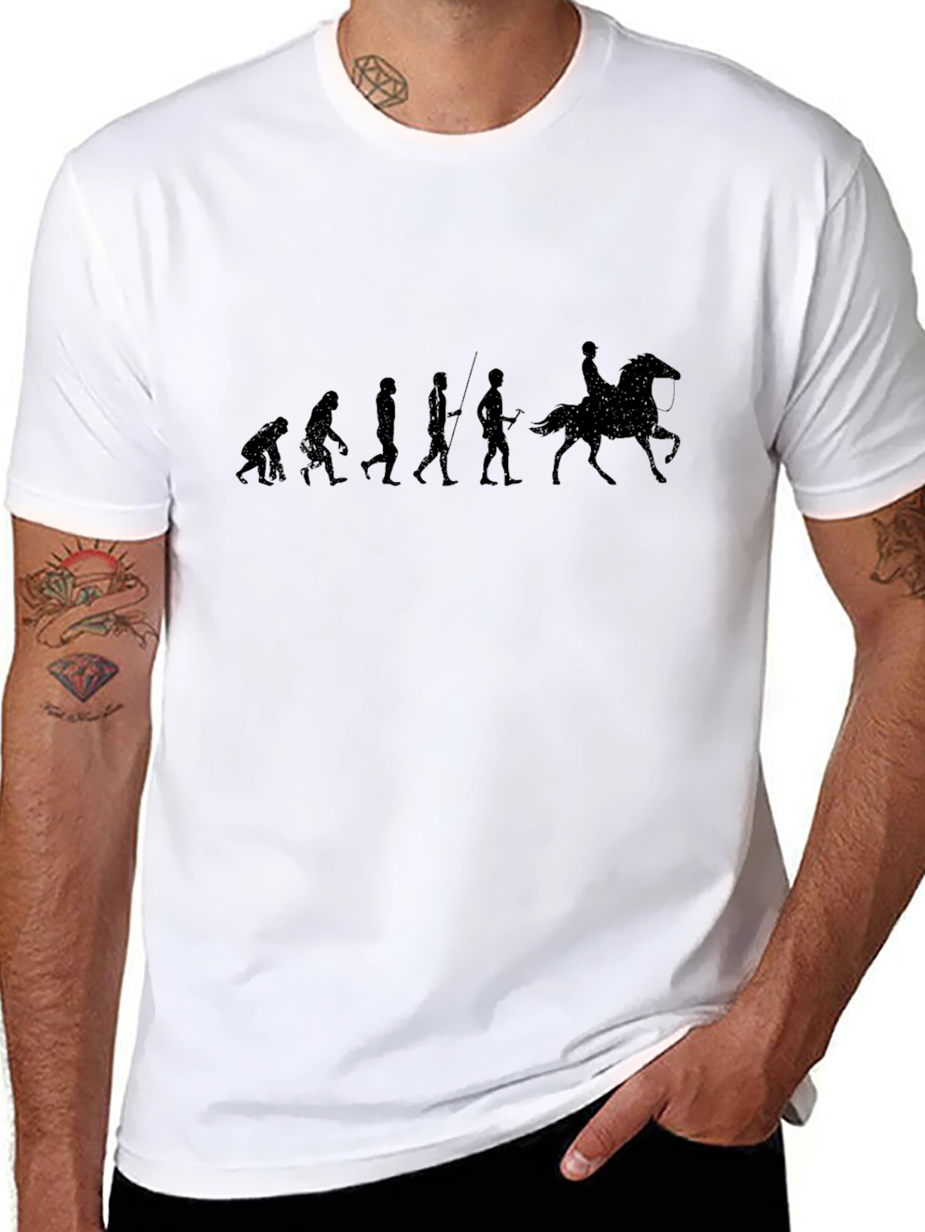 Black Evolution of Horse Riding Black T-Shirt view 8