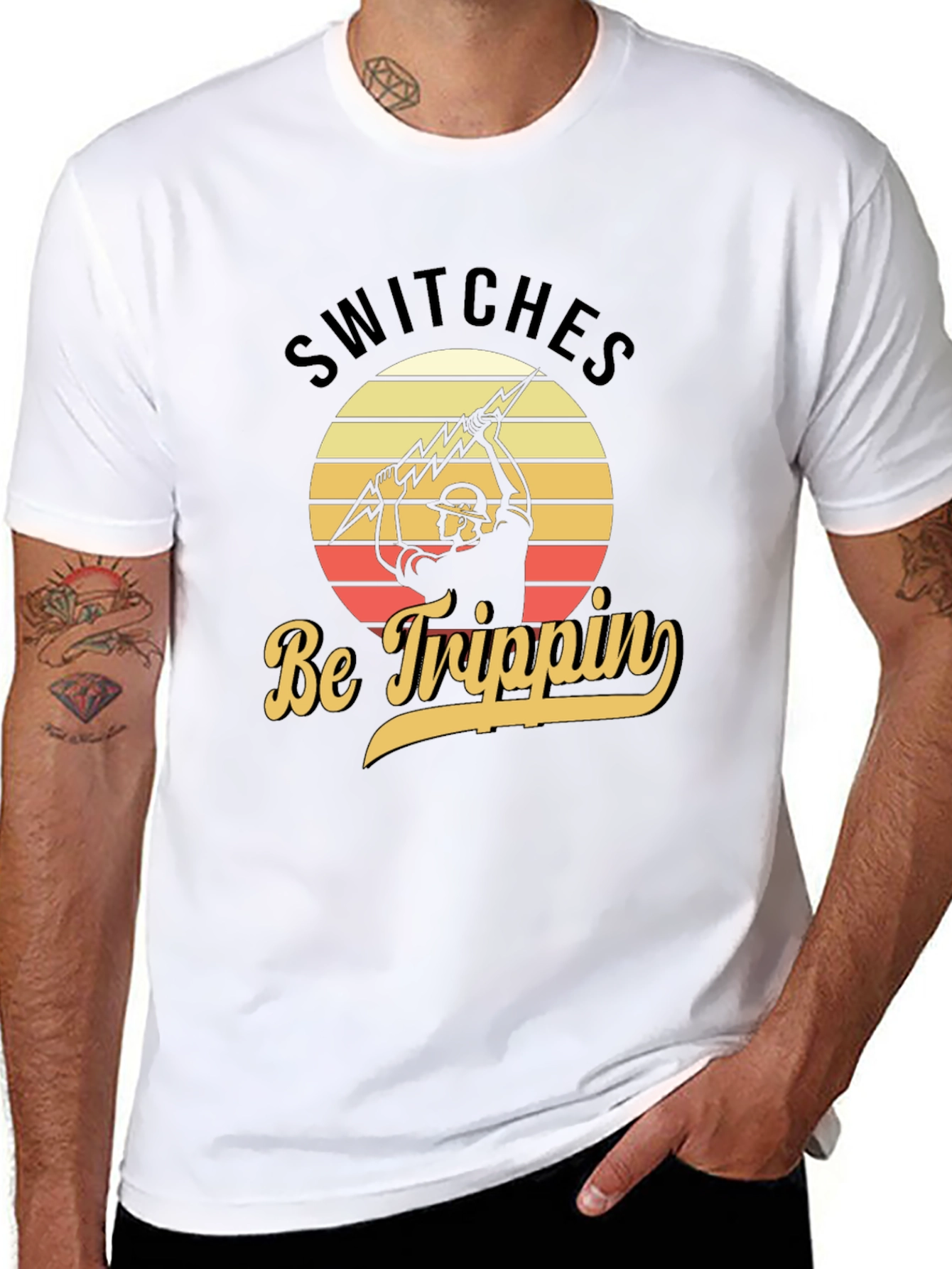 Black Switches Be Trippin' Electrician T-Shirt view 8