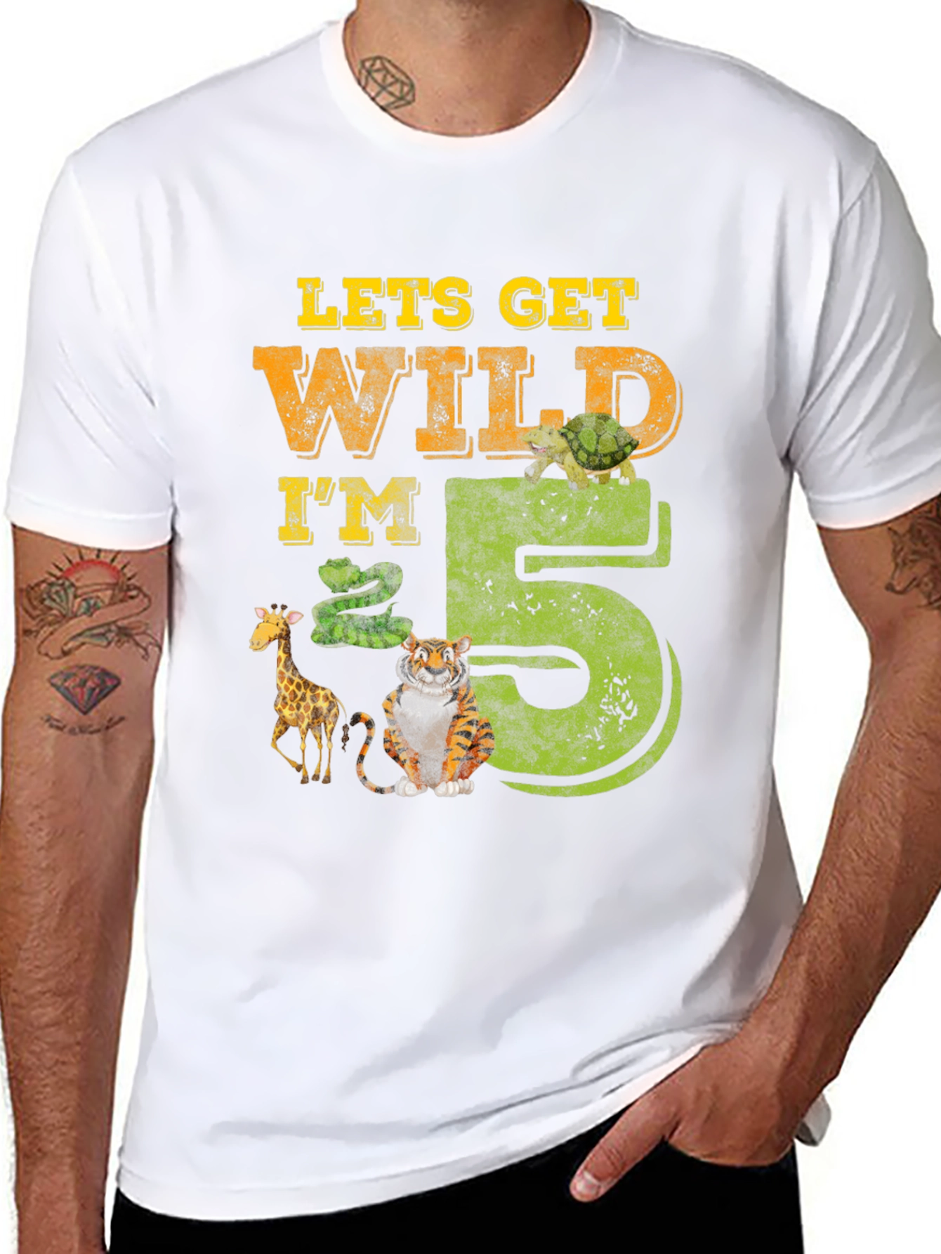 Black Lets Get Wild I'm 5 Birthday T-Shirt view 8
