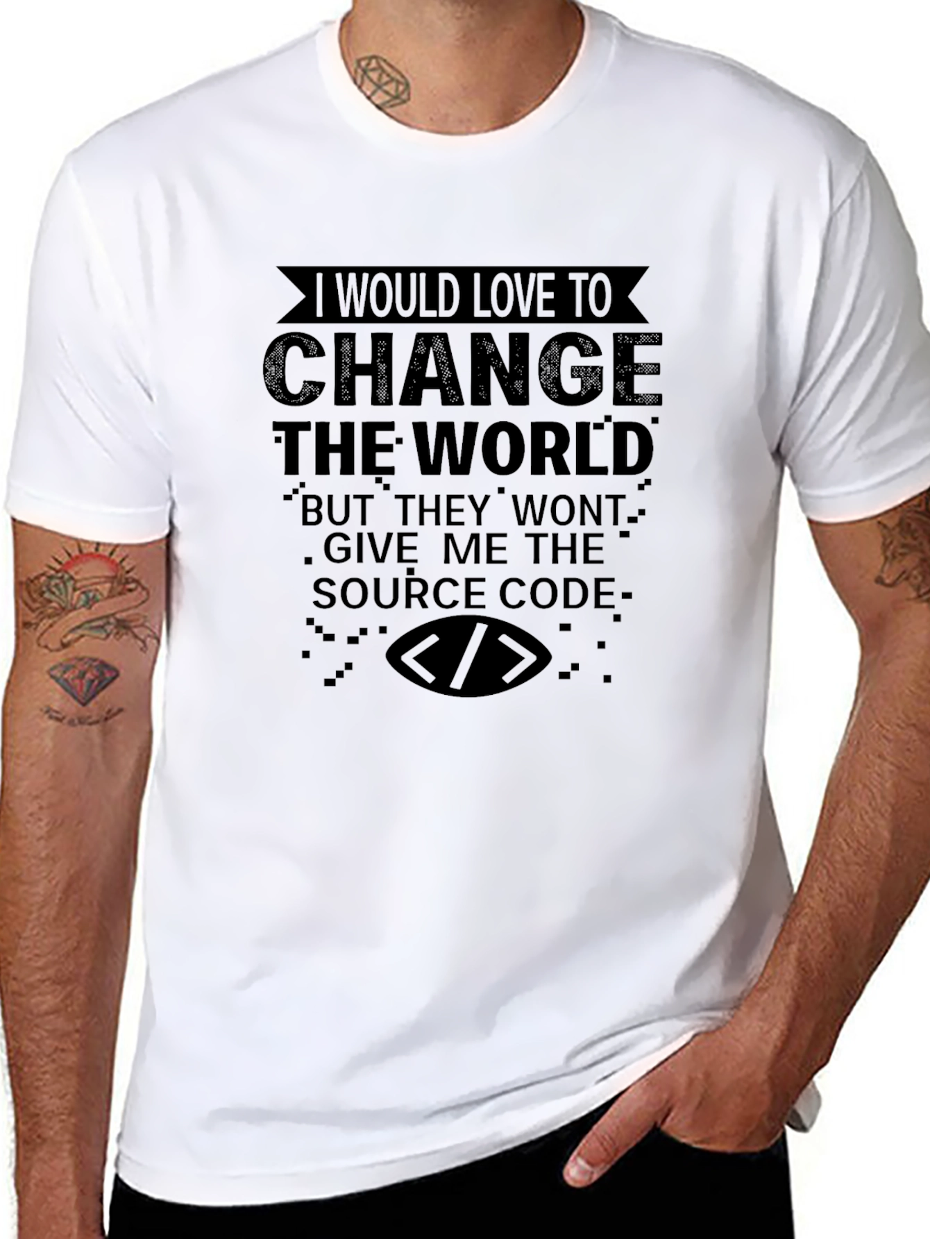 Black Change The World Source Code T-Shirt view 8