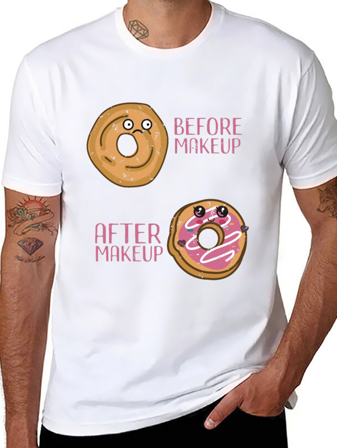Black Funny Donut Makeup T-Shirt view 8