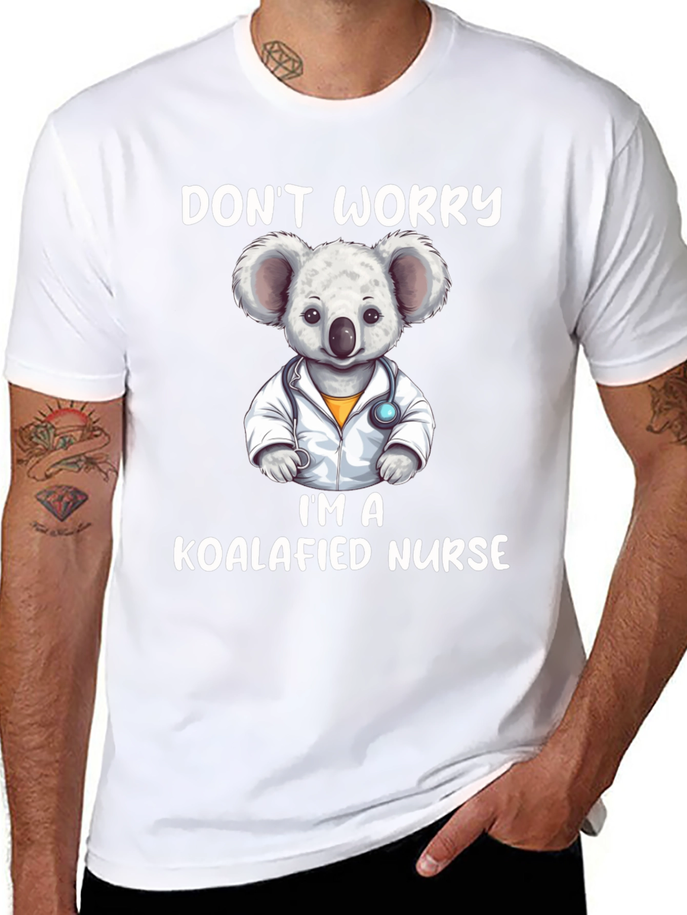 Black Koalafied Nurse Graphic Tee - Cute Koala Design view 8