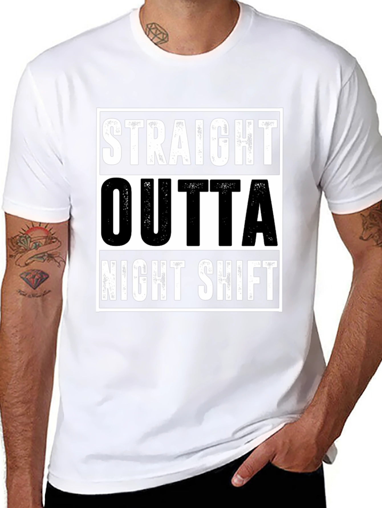 Black Straight Outta Night Shift Black Tee view 8