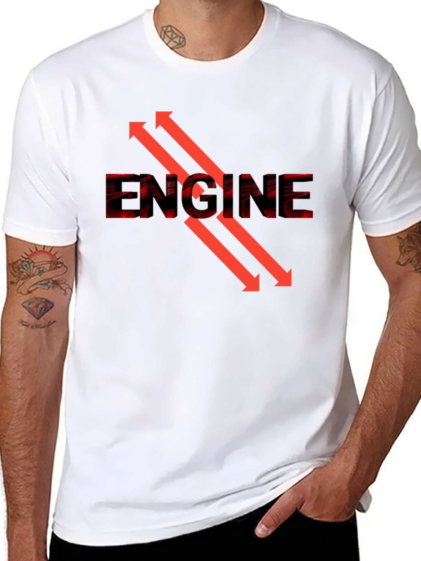 Black Engine Arrow Graphic Tee - Cool Automotive Design view 8