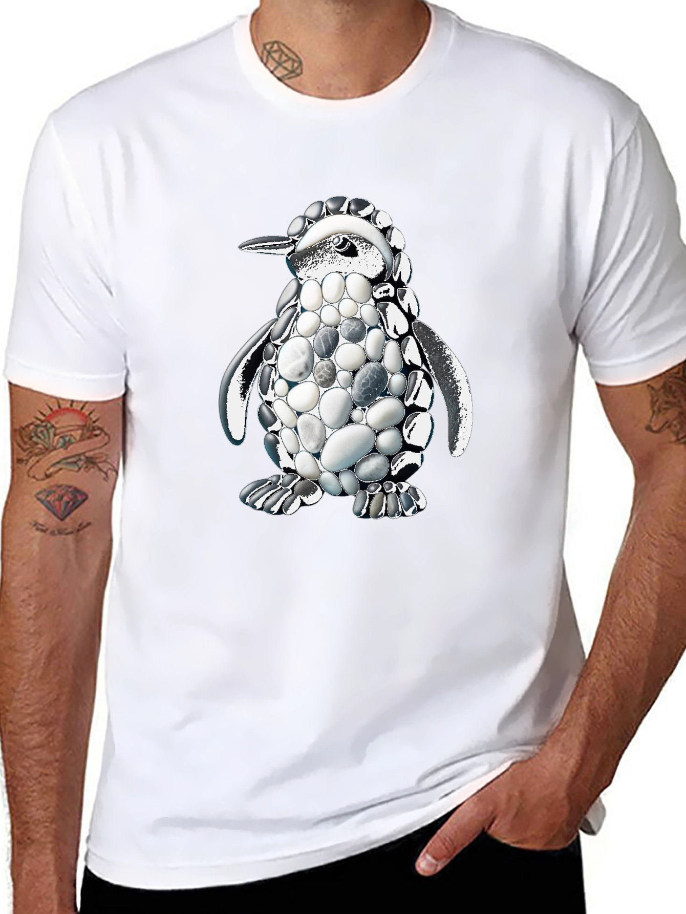 Black Stone Penguin Graphic Tee - Unique Design view 8