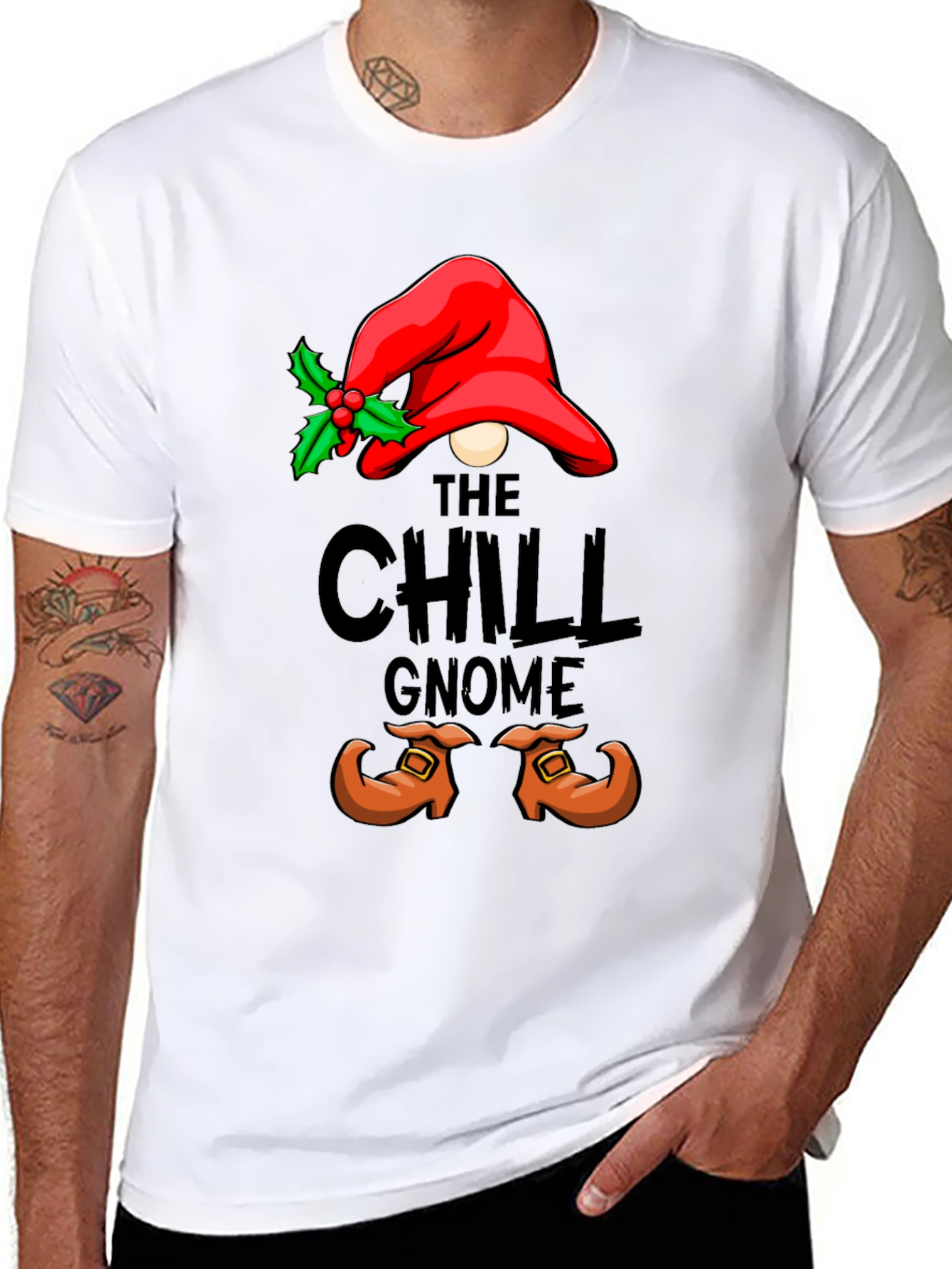 Black Chill Gnome Graphic Tee - Holiday Humor view 8