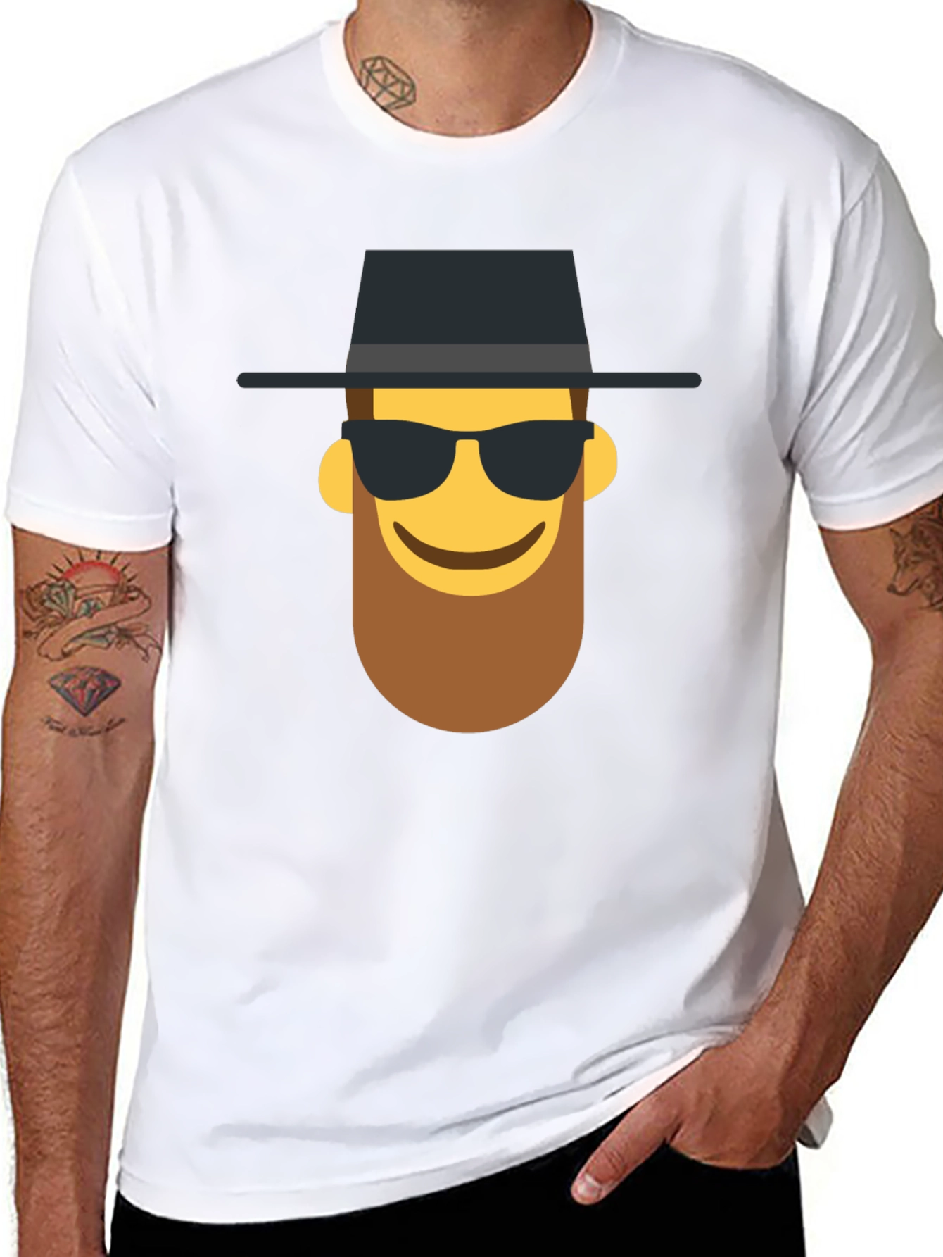 Black Cool Dude Emoji T-Shirt - Black view 8