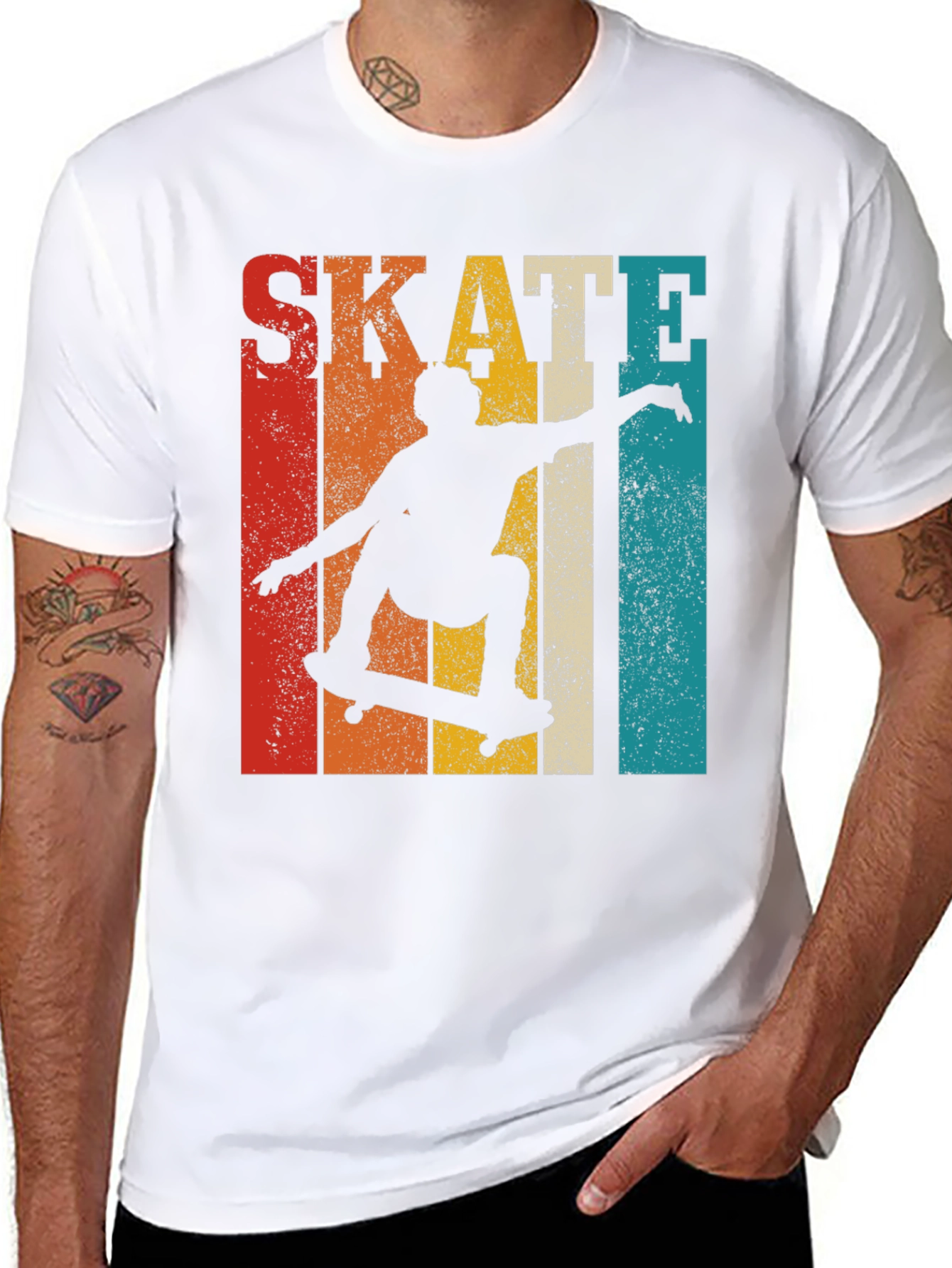 Black Retro Skateboarding Graphic T-Shirt view 8