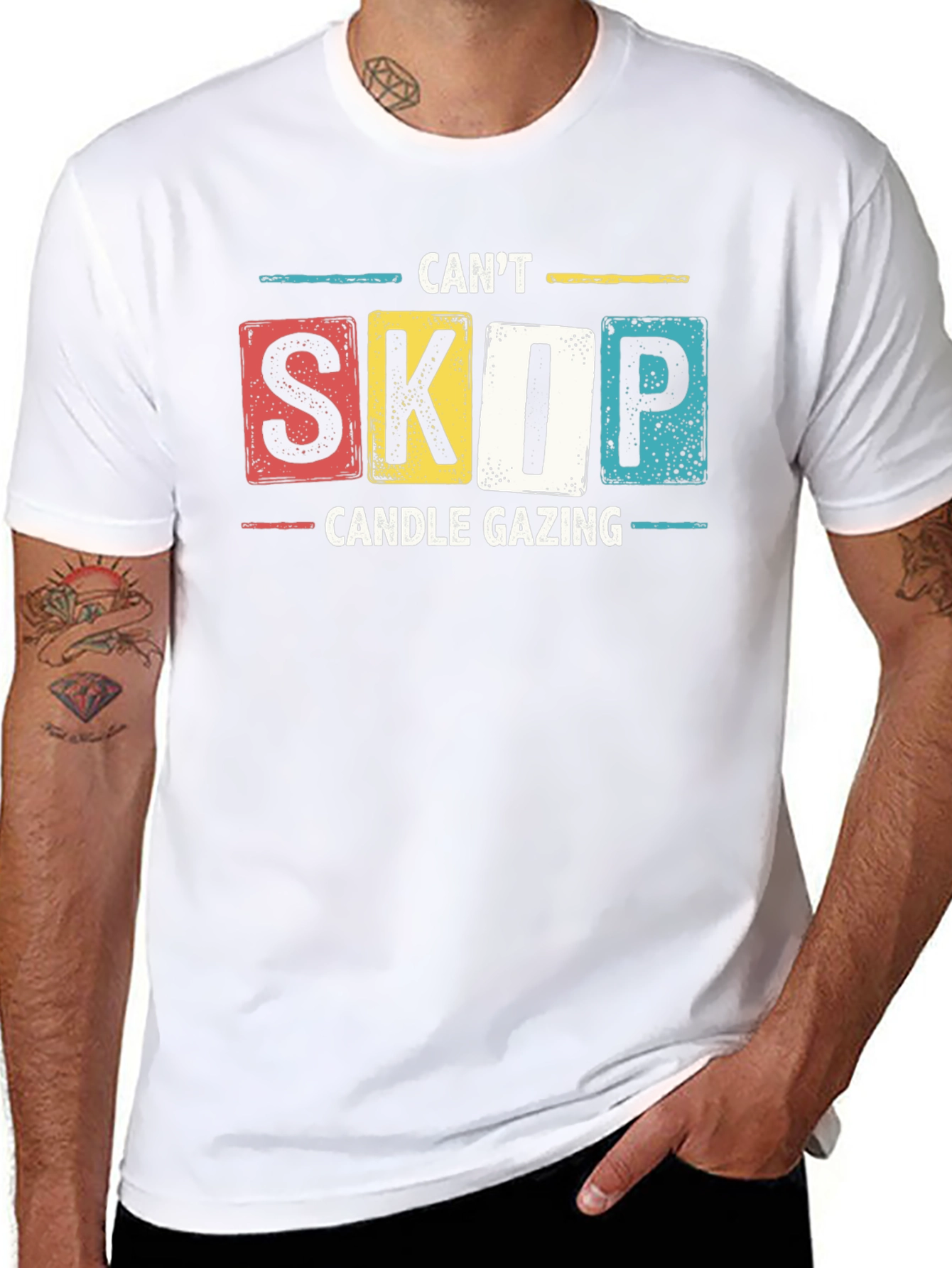 Black Can't Skip Candle Gazing T-Shirt - Novelty Graphic Tee view 8