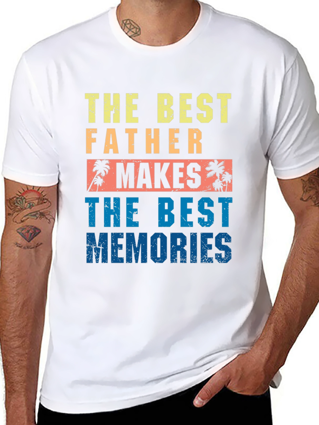 Black Best Father Makes Best Memories Graphic Tee view 8