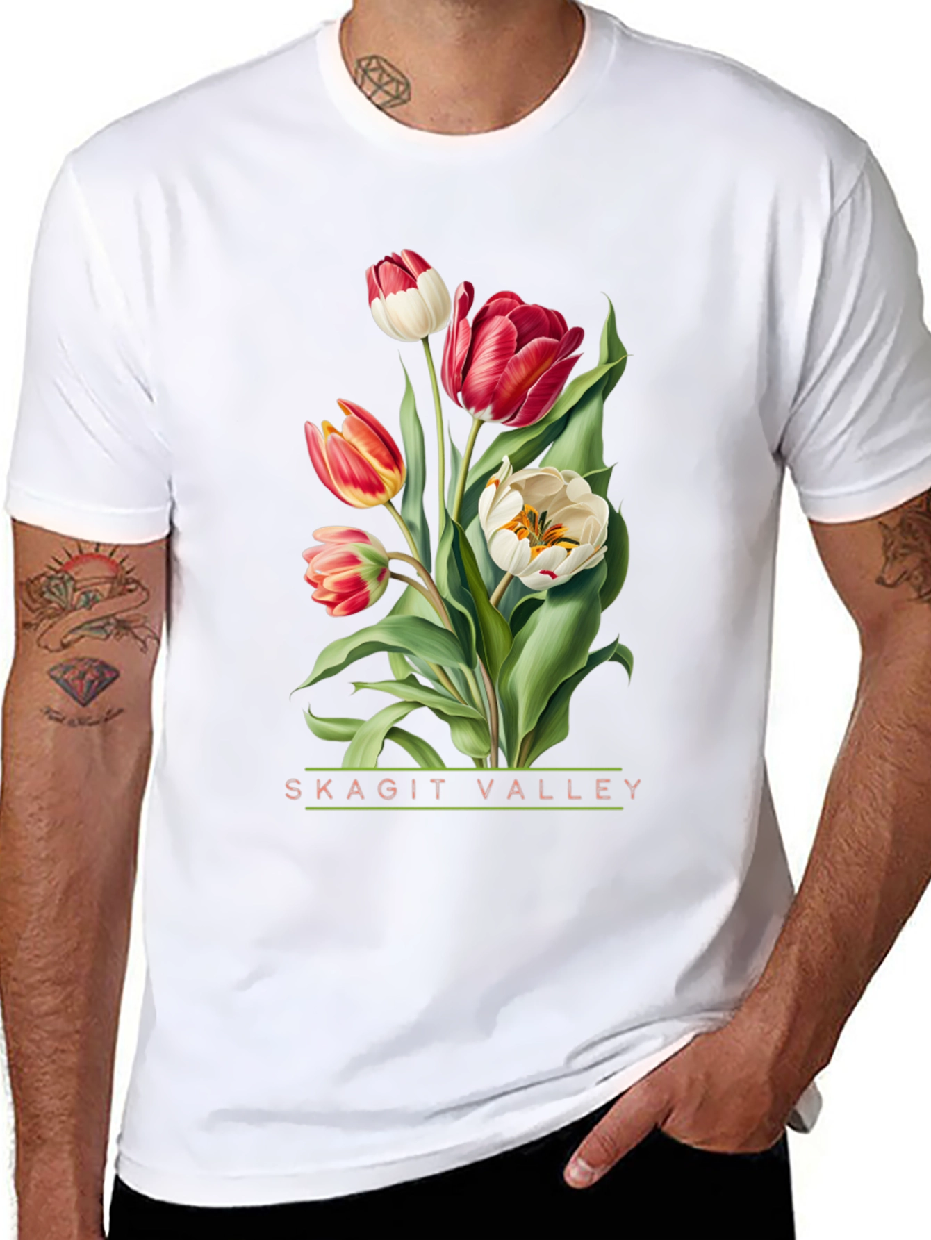 Black Skagit Valley Tulips Graphic Tee view 8