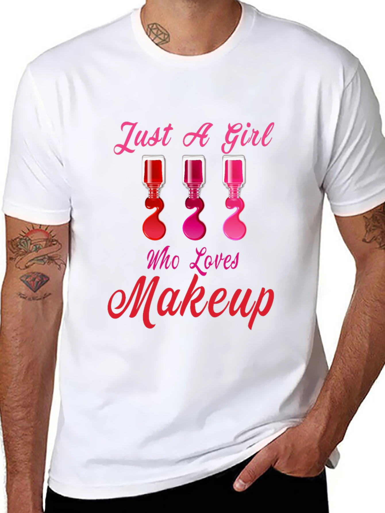 Black Just A Girl Who Loves Makeup T-Shirt view 8