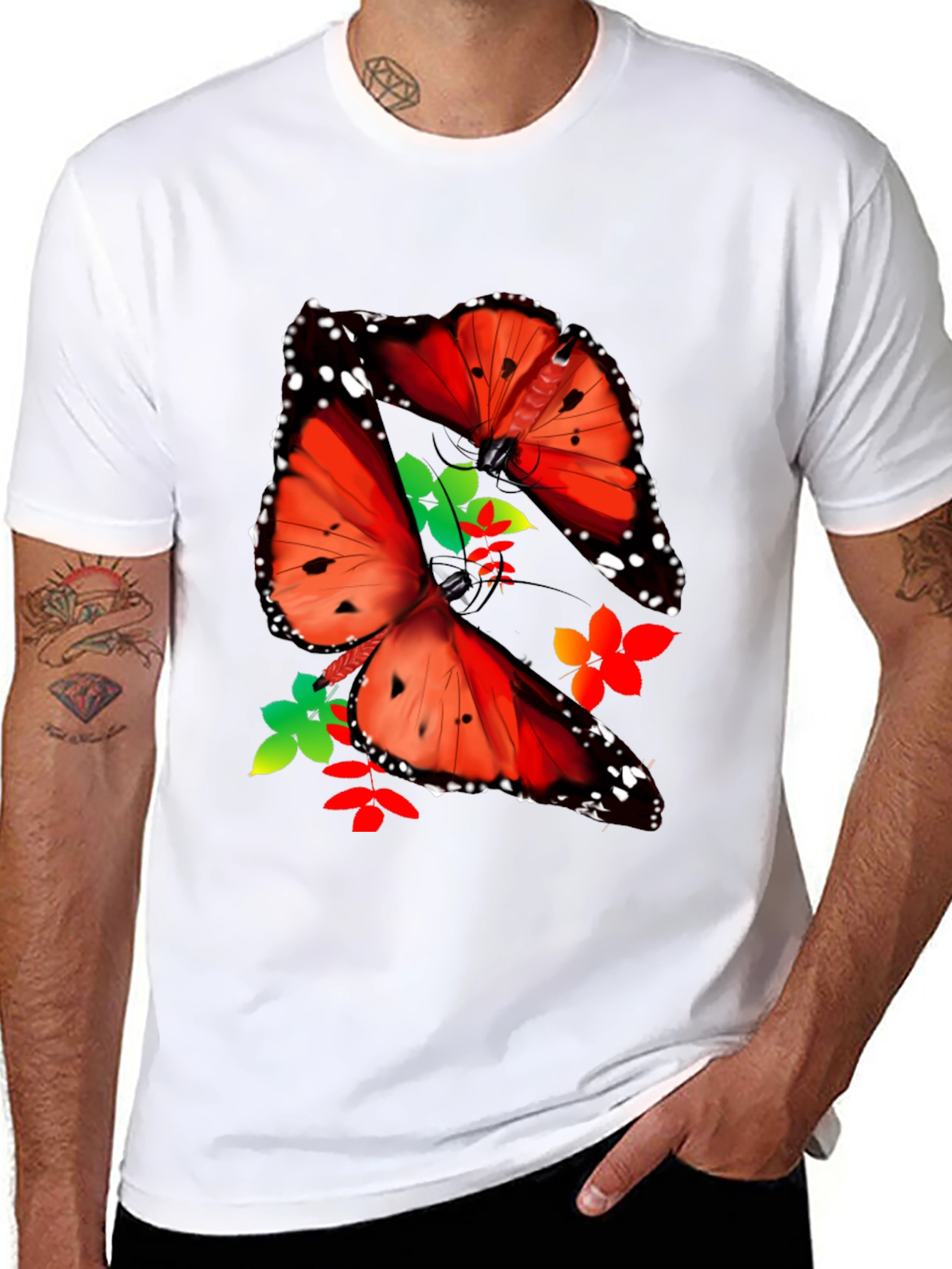 Black Butterfly Graphic Print T-Shirt view 8