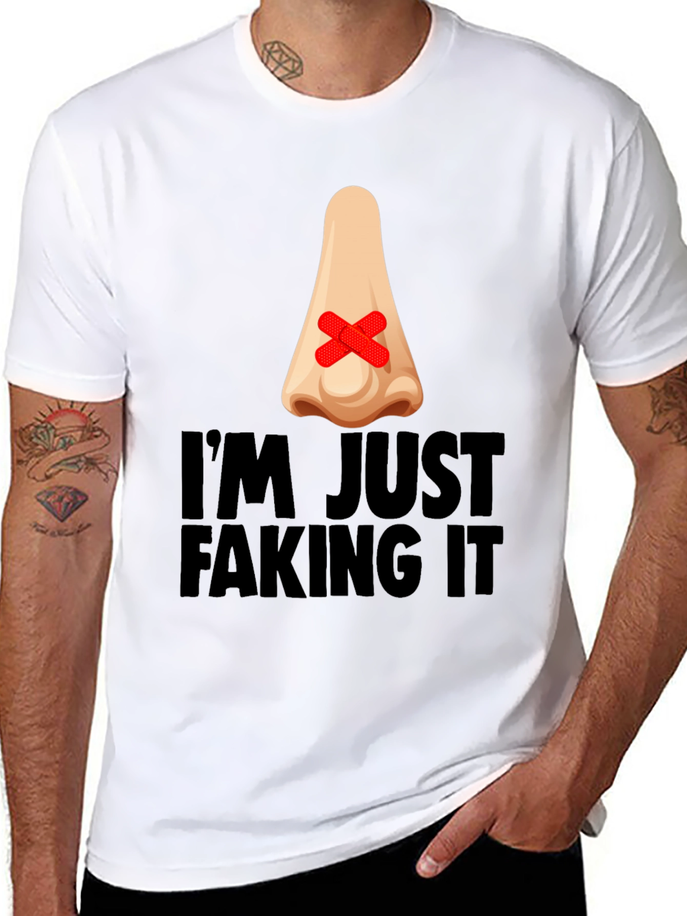 Black I'm Just Faking It Graphic T-Shirt view 8