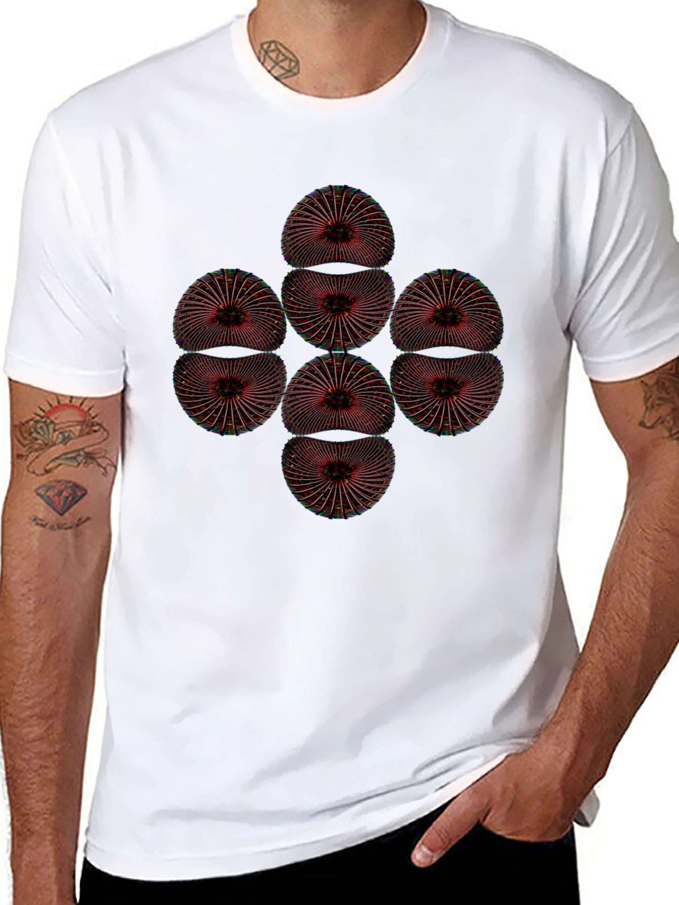 Black Geometric Eye Pattern Tee view 8