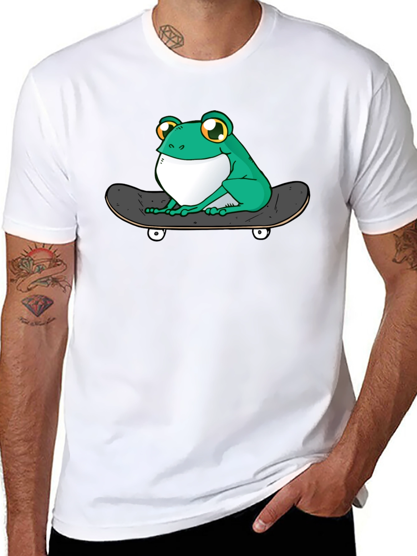 Black Frog on Skateboard T-Shirt - Cool Graphic Tee view 8
