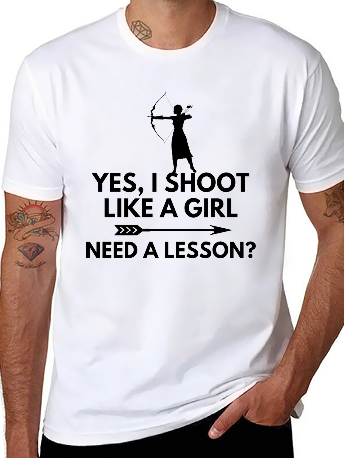 Black Yes, I Shoot Like A Girl T-Shirt view 8