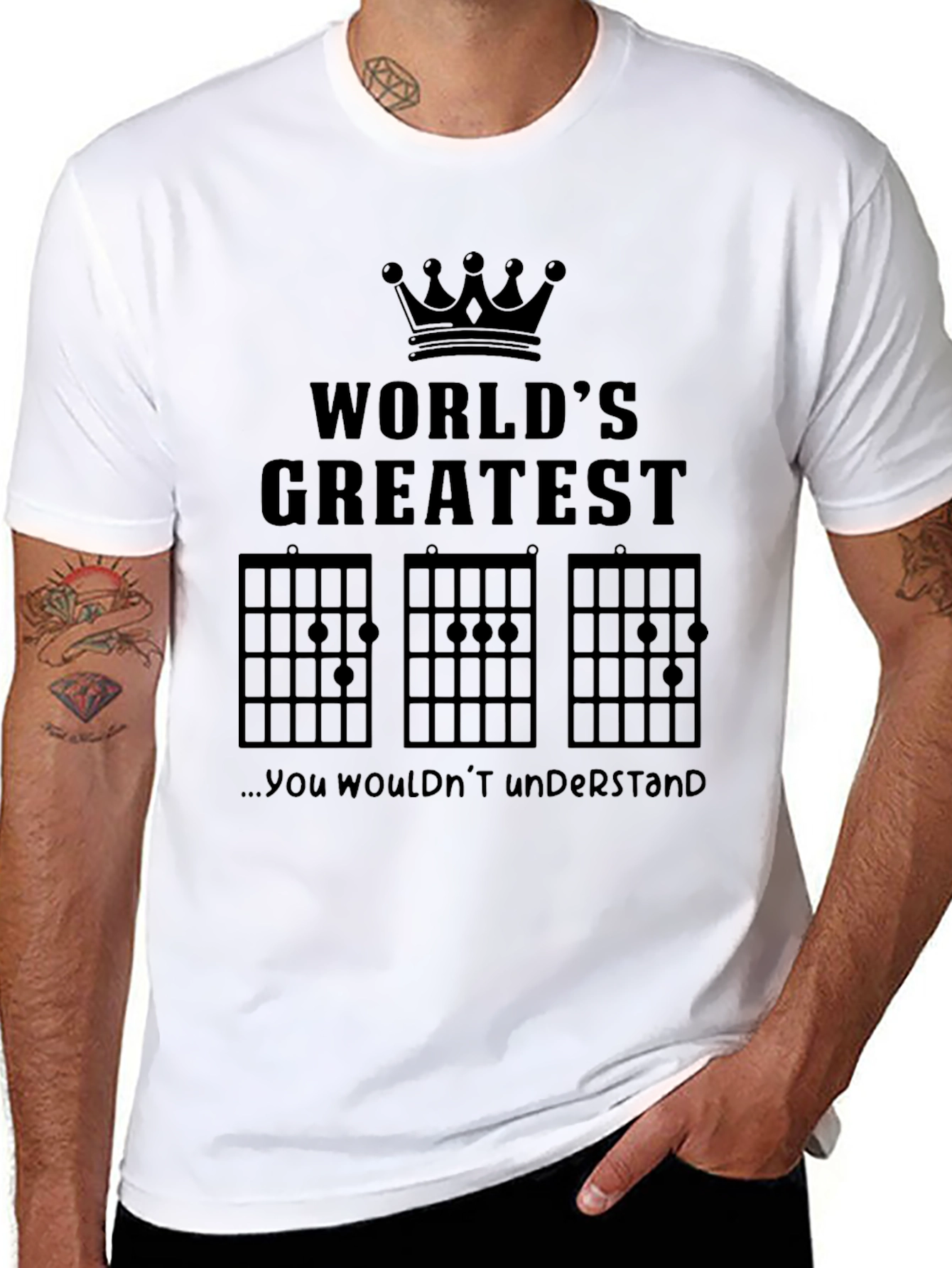Black World's Greatest Guitarist Funny T-Shirt view 8