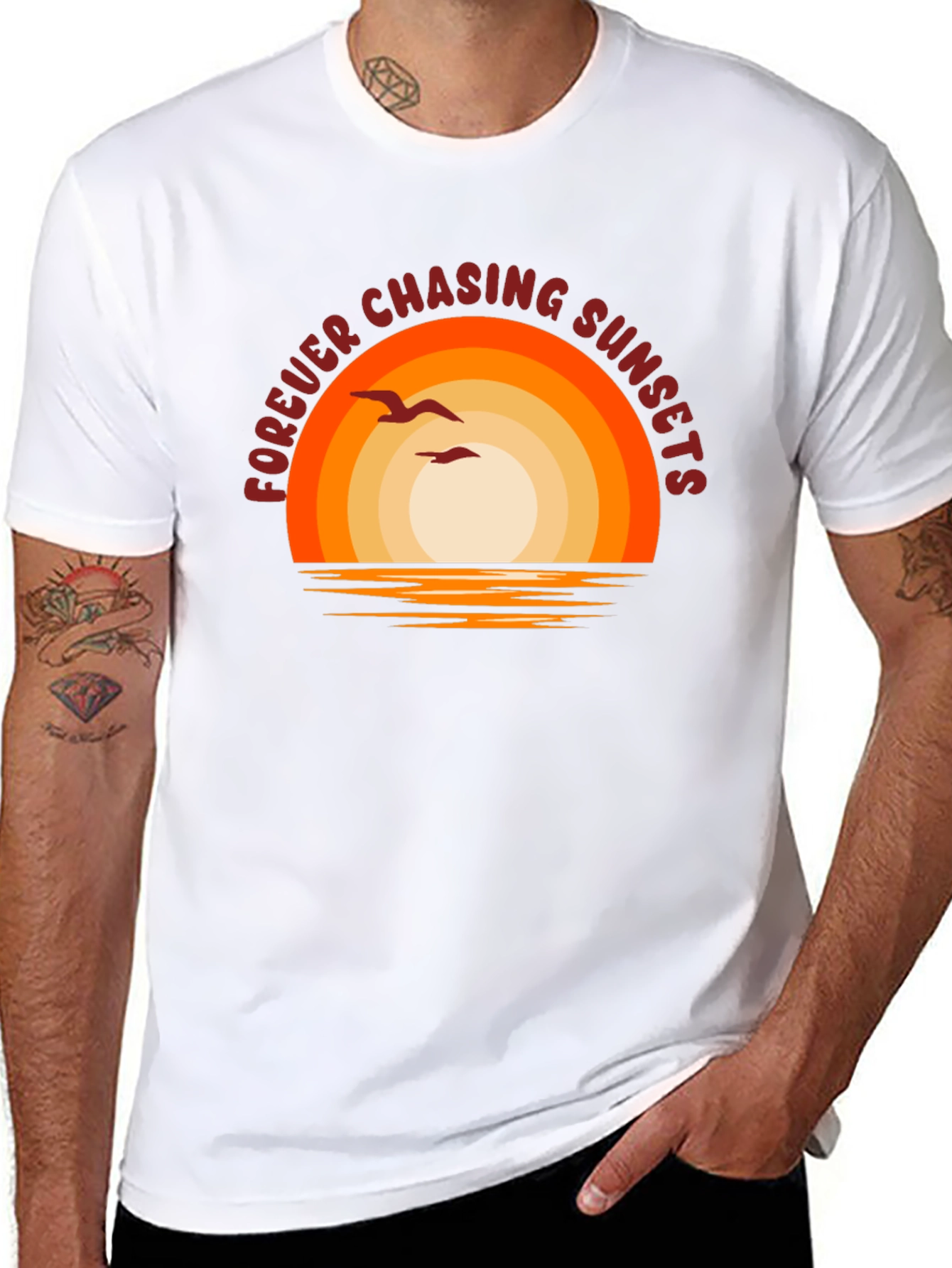 Black Forever Chasing Sunsets Graphic T-Shirt view 8